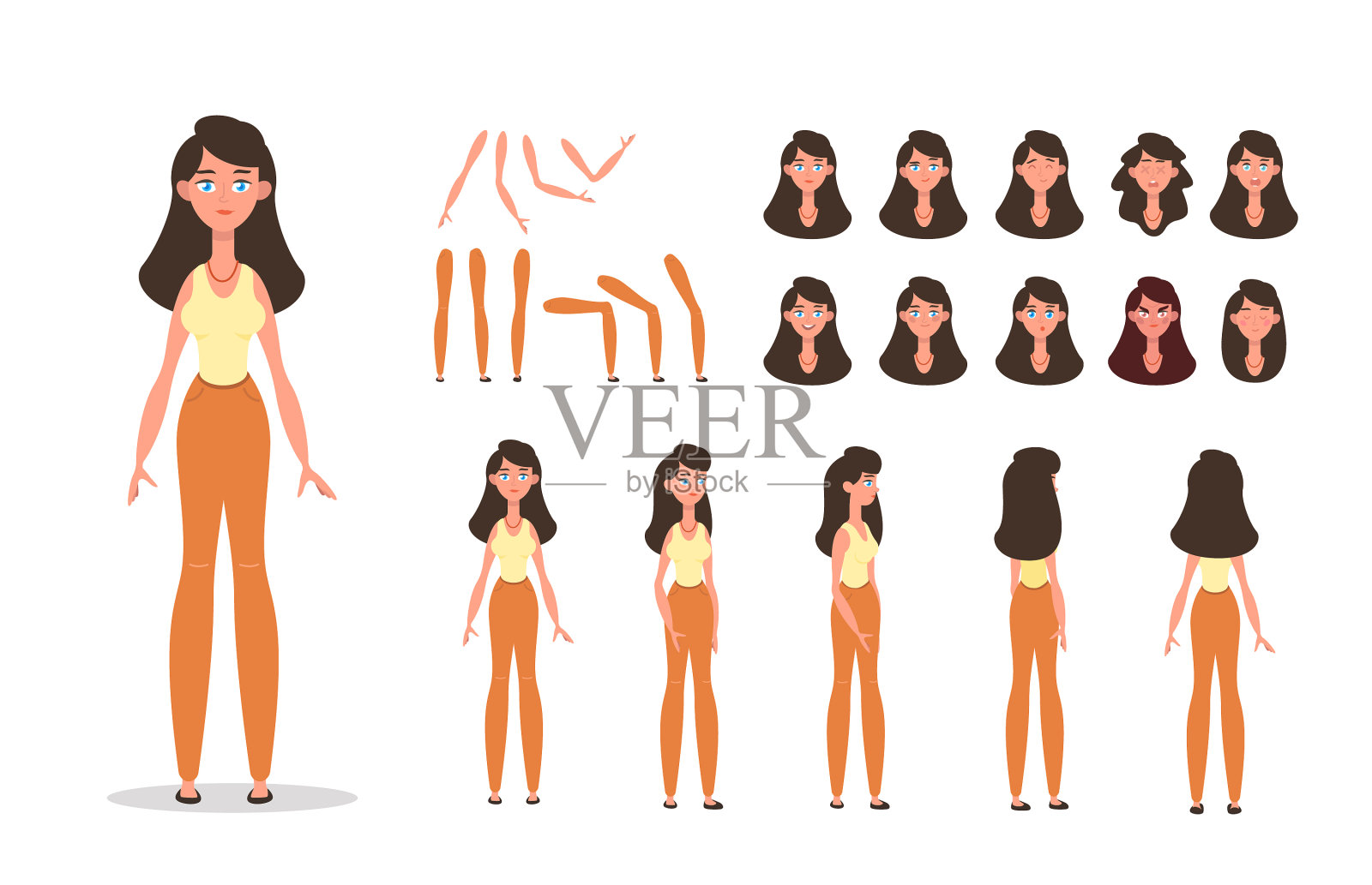 女性角色构造动画与插画图片素材