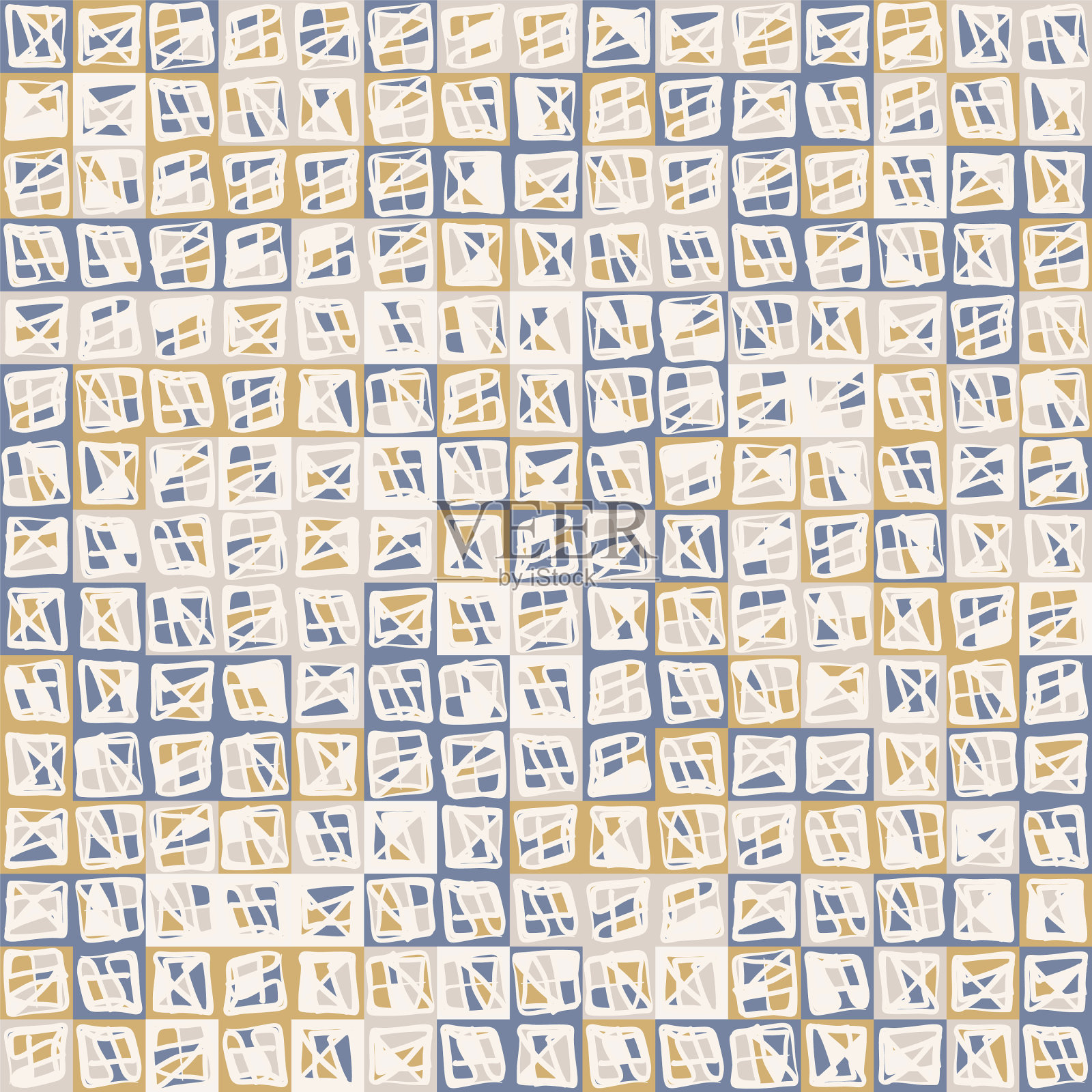 时髦的几何马赛克无缝图案插画图片素材