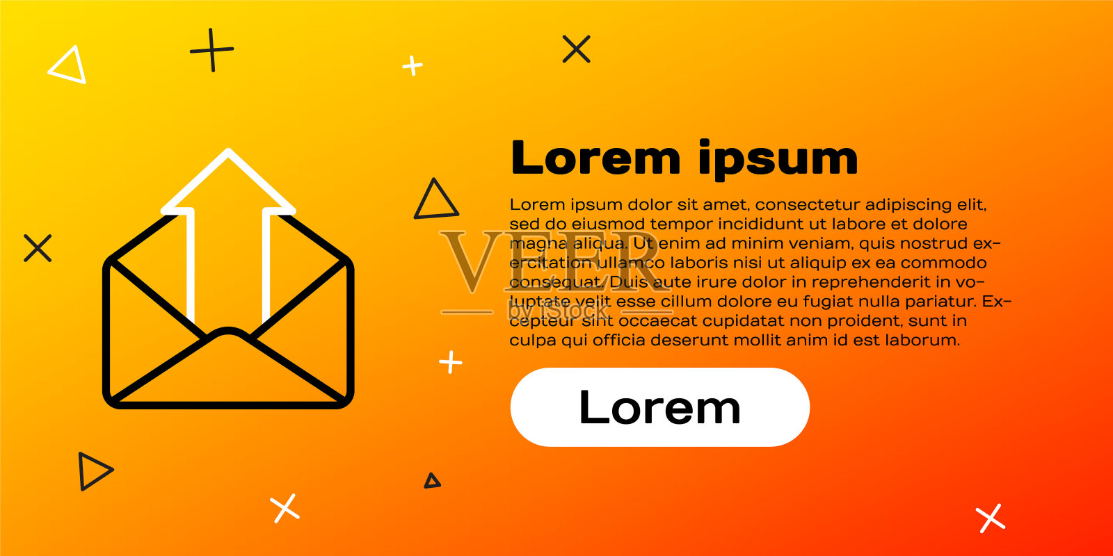 线路发送邮件图标隔离在黄色背景上。信封的象征。输出消息的信号。邮件导航按钮。色彩斑斓的轮廓的概念。矢量图插画图片素材