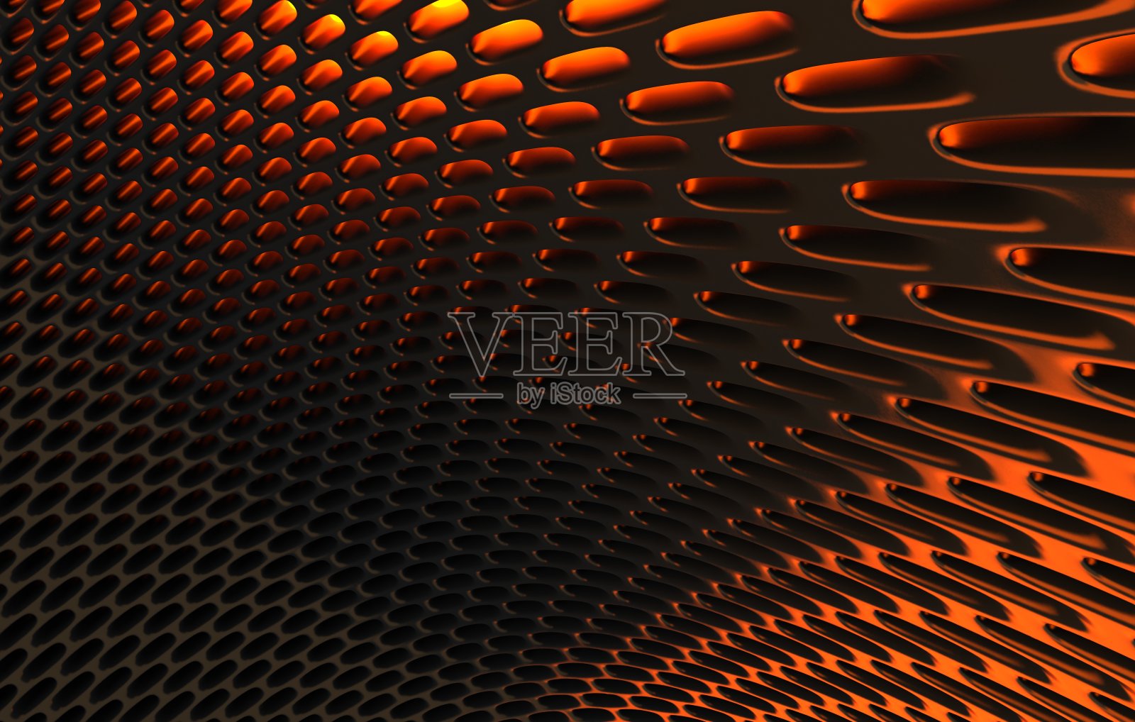 金属网grild。摘要高分辨率三维背景绘制。3d渲染的黑碳网格与橙色光。照片摄影图片