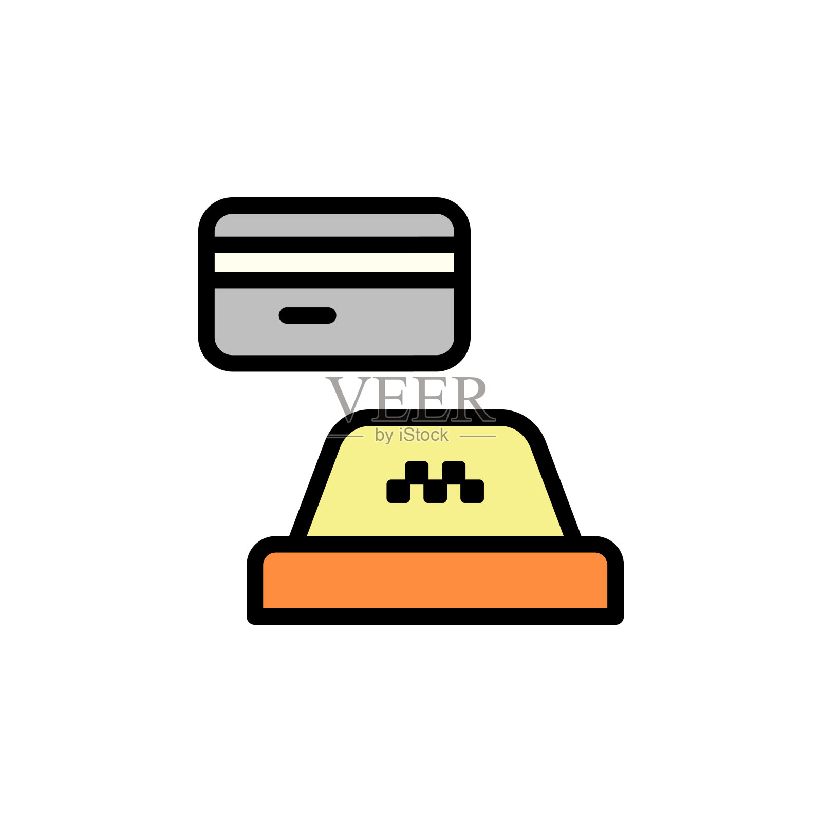 付款,卡图标。简单的颜色与轮廓矢量元素的出租车服务图标的用户界面和用户体验，网站或移动应用程序插画图片素材