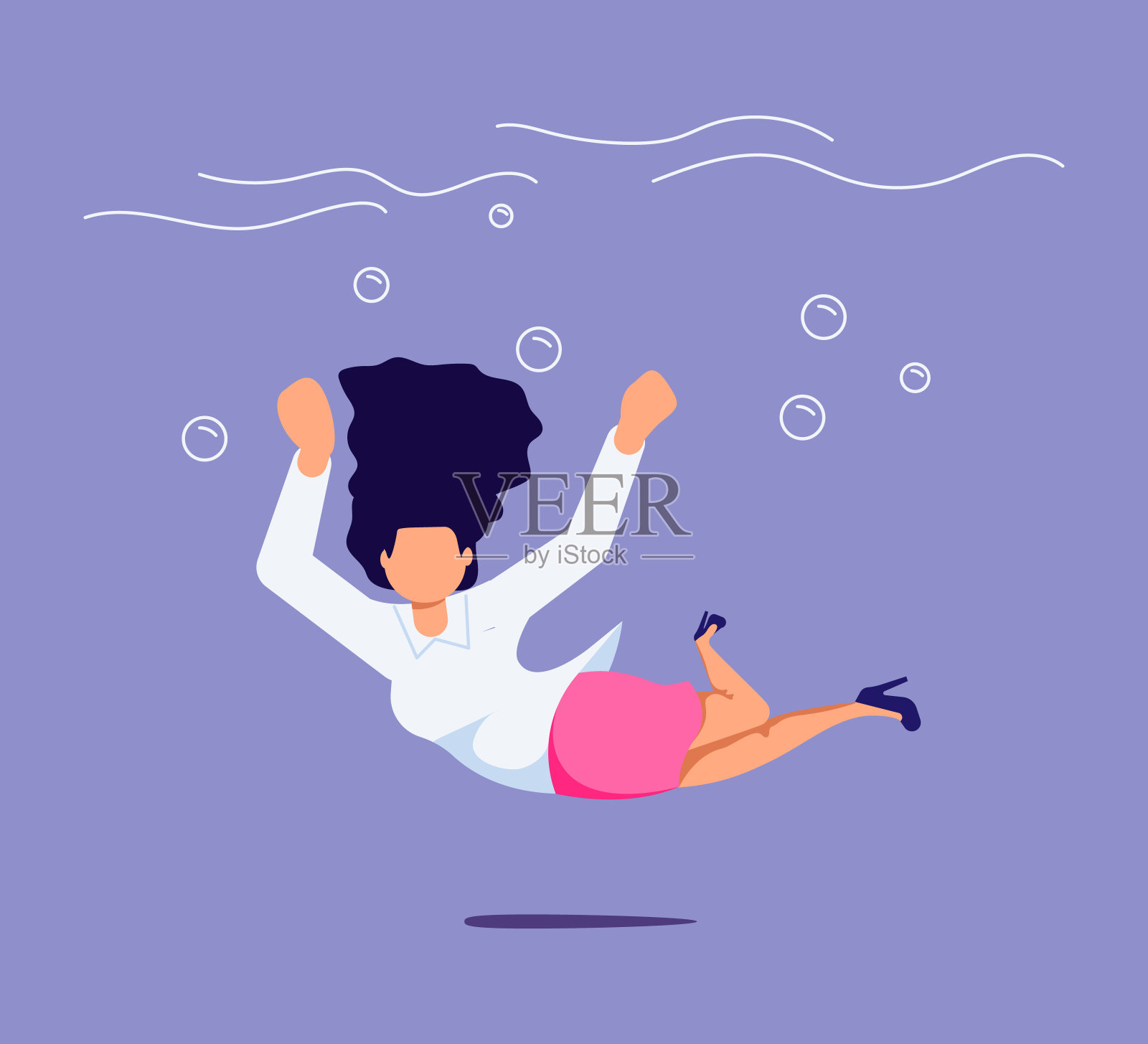商业女性沉没插画图片素材