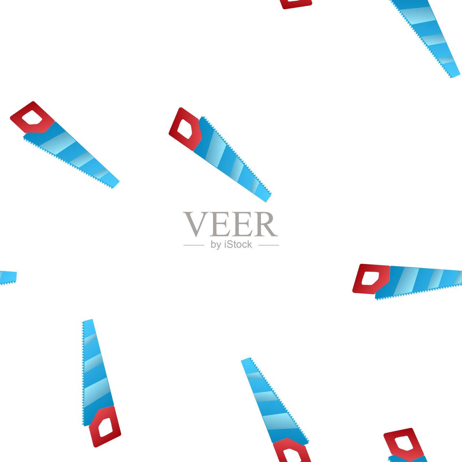 锯片图标在平坦的风格。工作工具矢量插图在白色孤立的背景。锤子无缝模式的经营理念插画图片素材