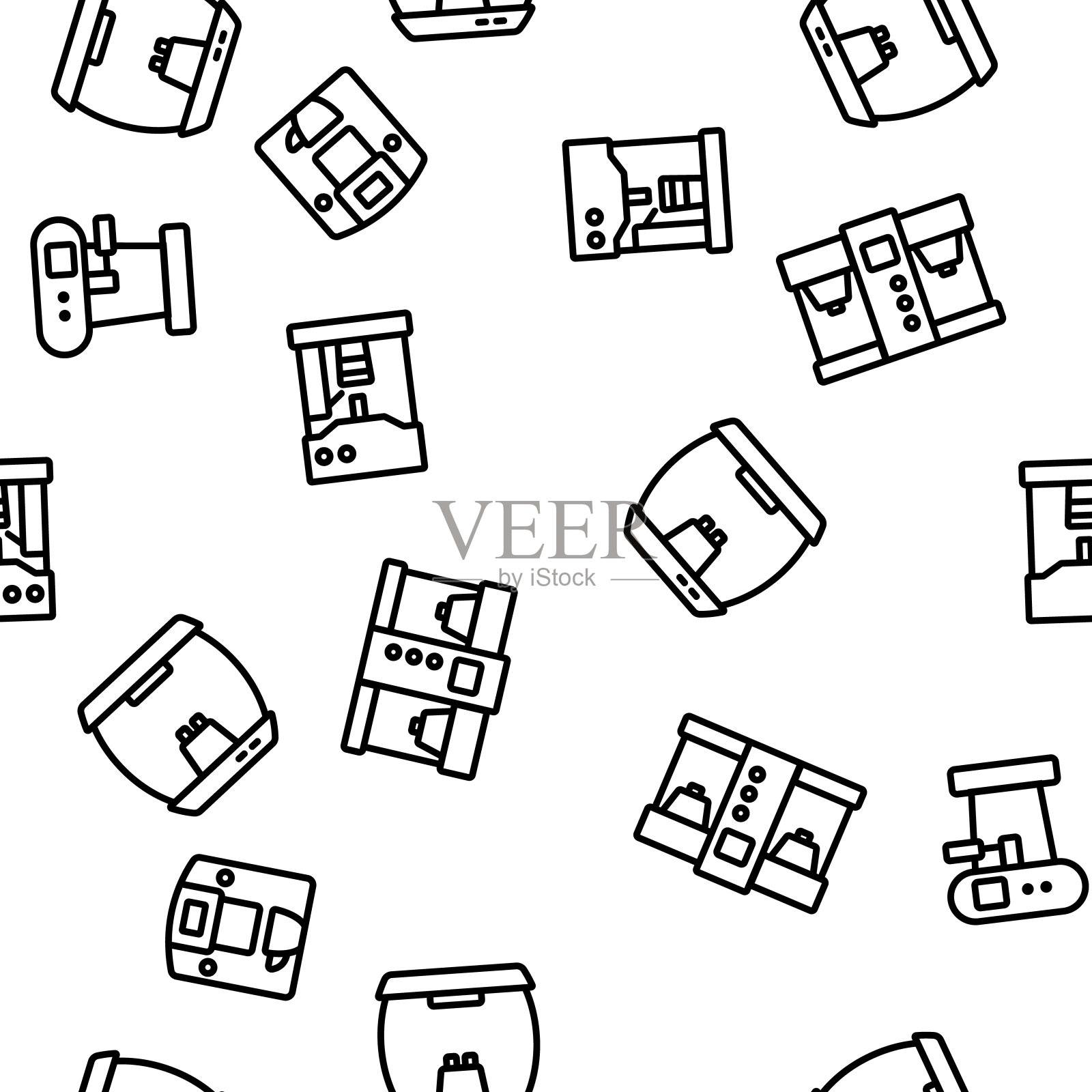 咖啡机设备矢量无缝模式插画图片素材