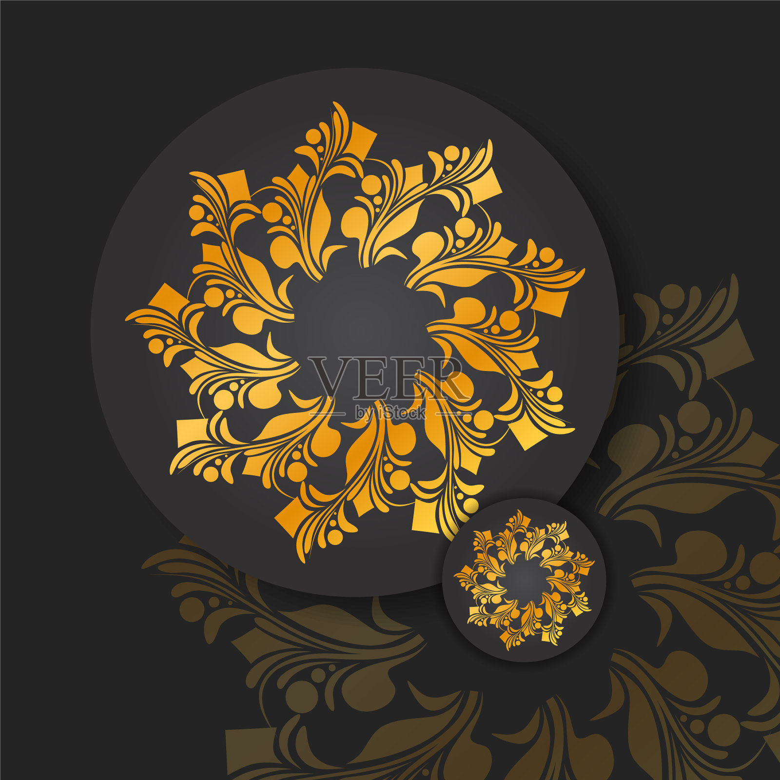 抽象的金色曼陀罗对白色孤立插画图片素材