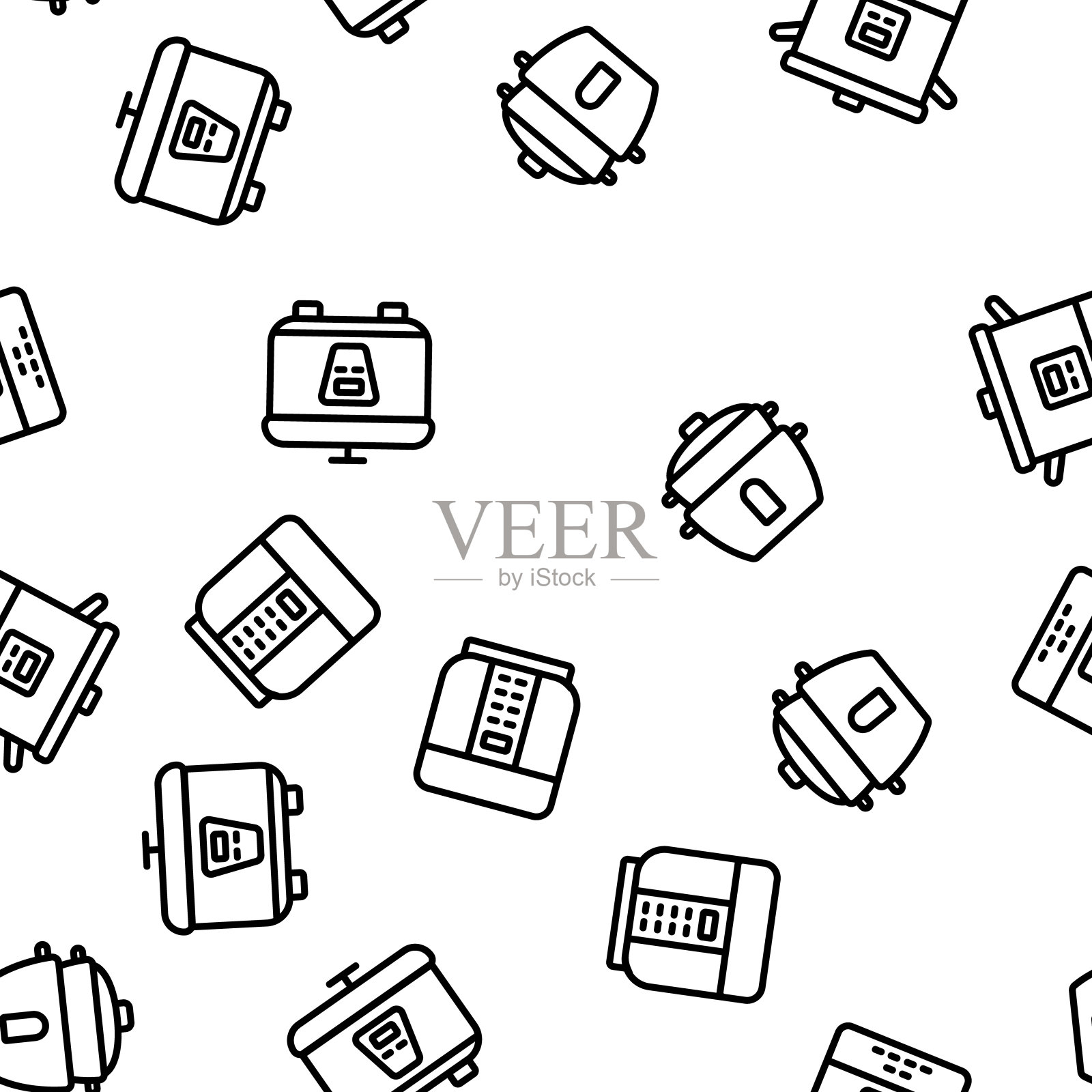 电饭锅设备矢量无缝模式插画图片素材