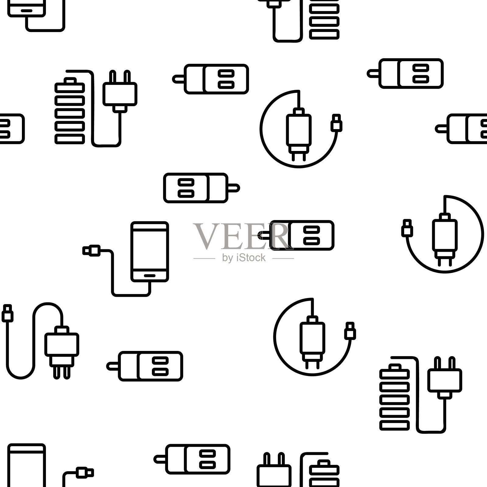 充电器能量装置矢量无缝模式插画图片素材