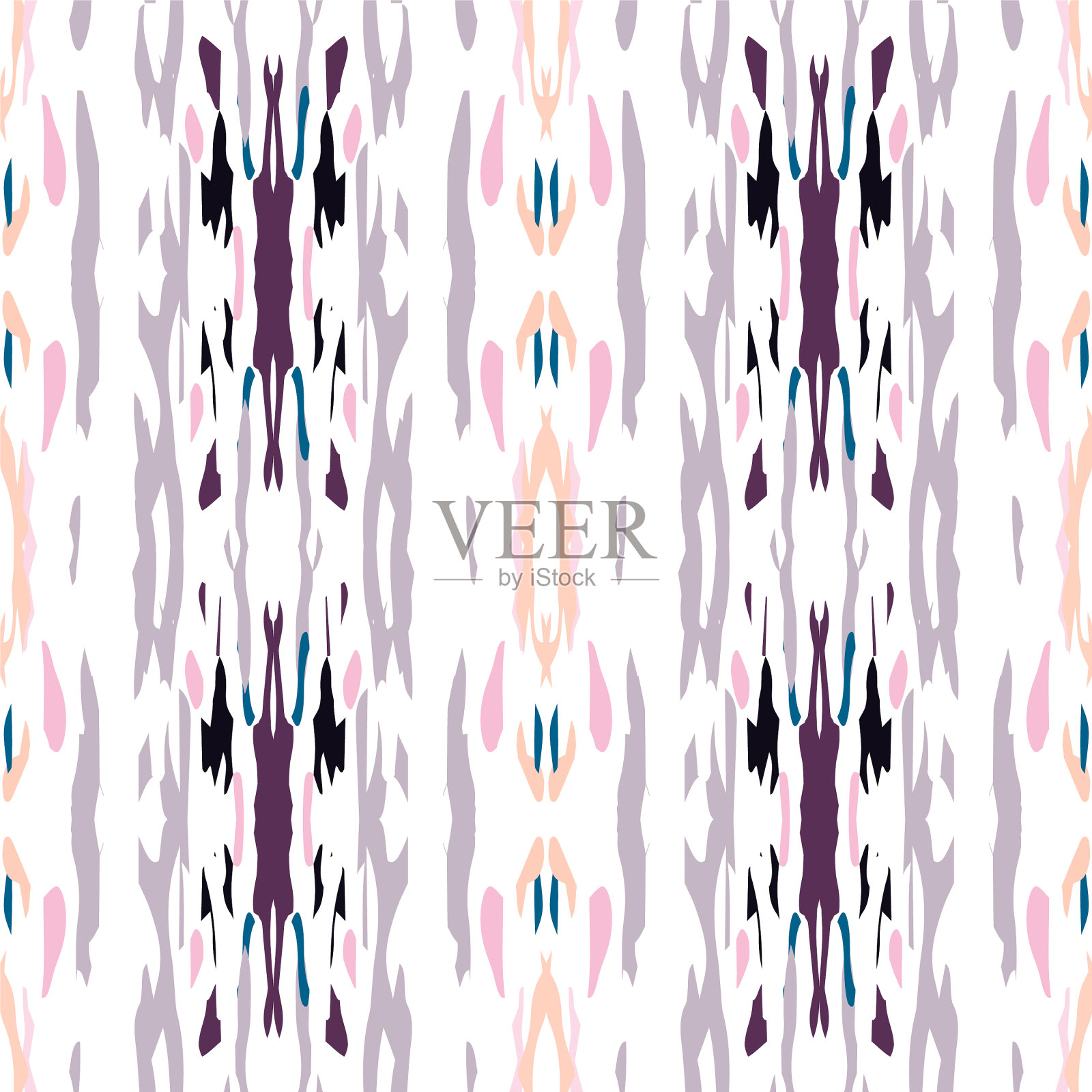 斑点伊卡特扎染蜡染无缝图案插画图片素材