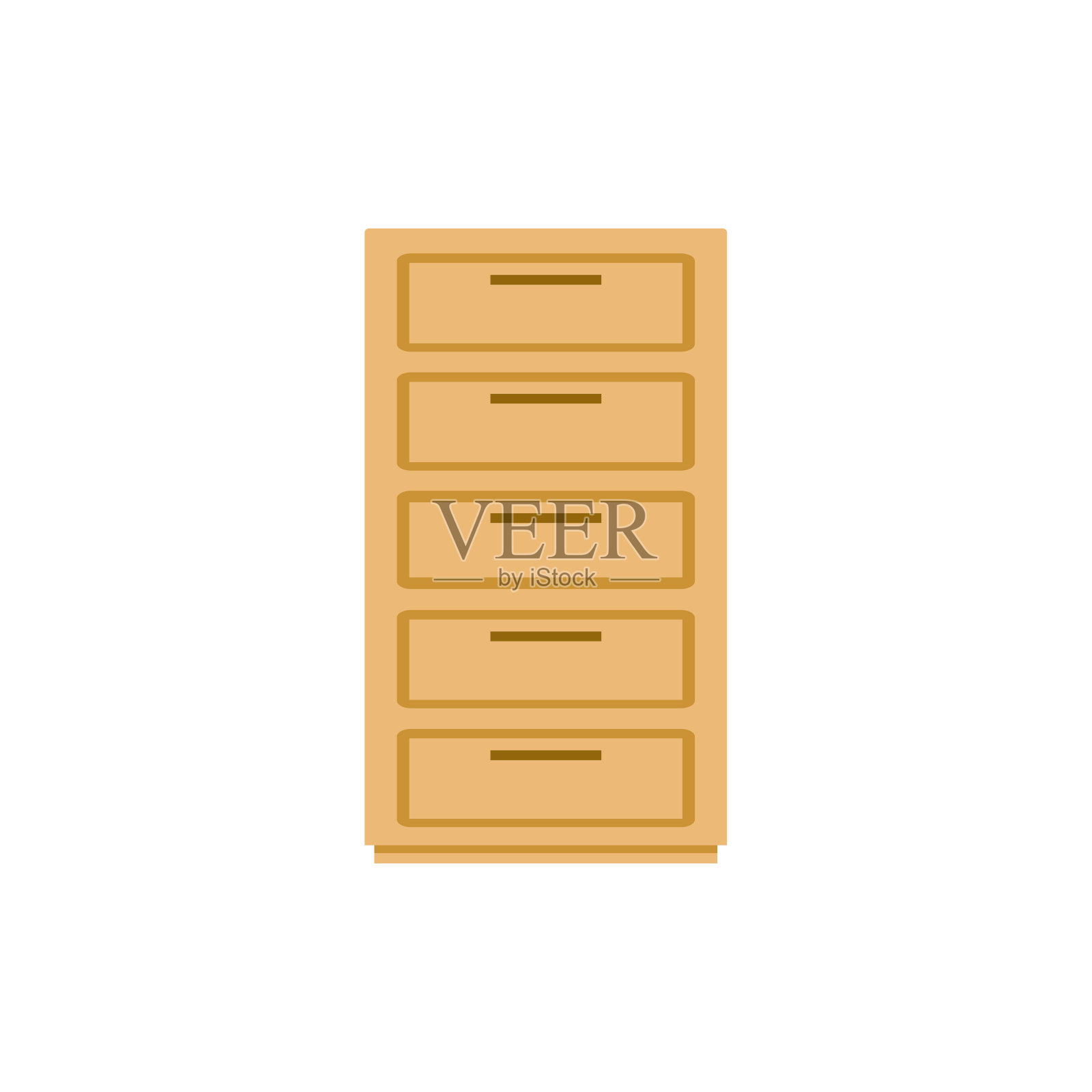 内阁。平面文件柜，家具图标，矢量插图孤立在白色背景插画图片素材