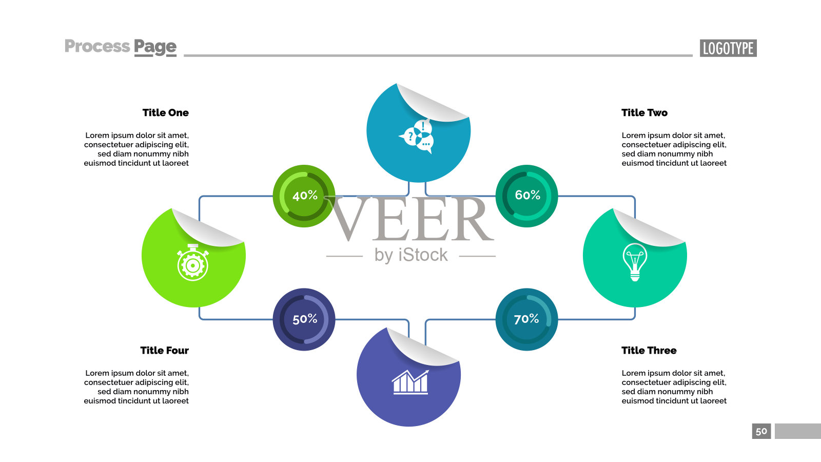 四个选项百分比图表模板表示插画图片素材