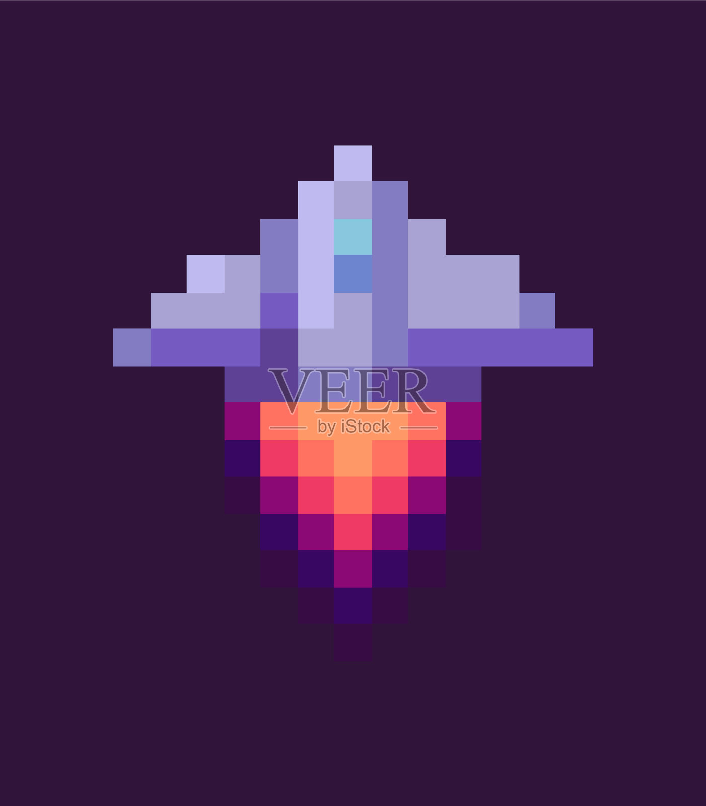 《复古飞船》，像素艺术游戏《火箭之夜》插画图片素材