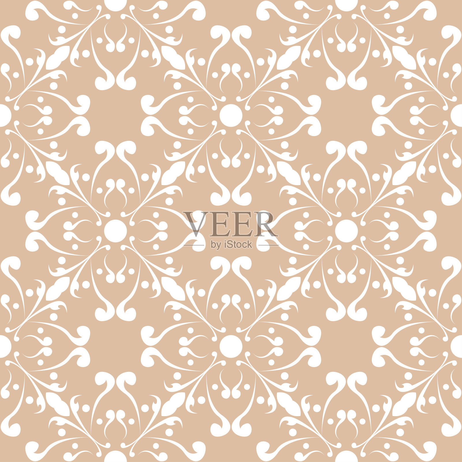 花卉无缝的背景。米色白色图案插画图片素材