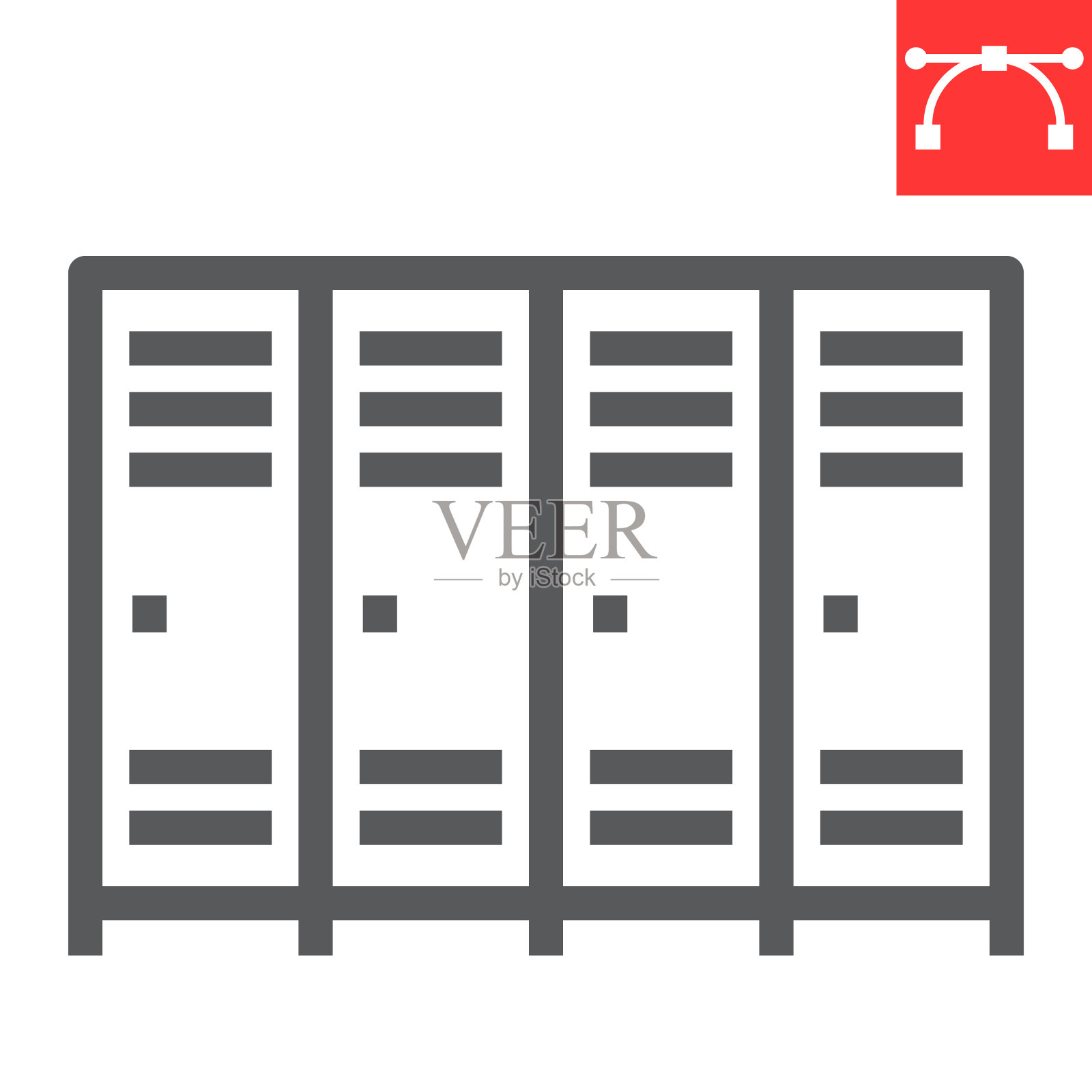 学校储物柜线图标，学校和教育，储物柜标志矢量图形，可编辑笔画线性图标，eps 10。插画图片素材