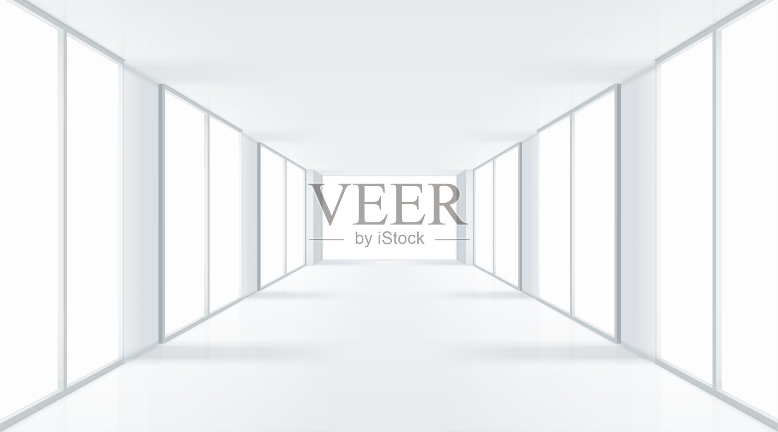 空的内部和大窗户插画图片素材