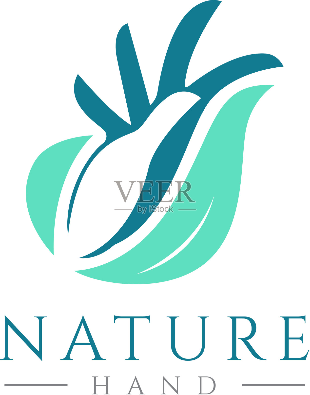 拯救自然手举绿叶标志模板插画图片素材