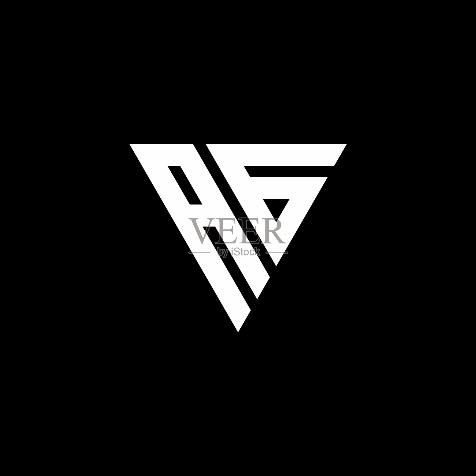 徽标字母与三角形状交织插画图片素材