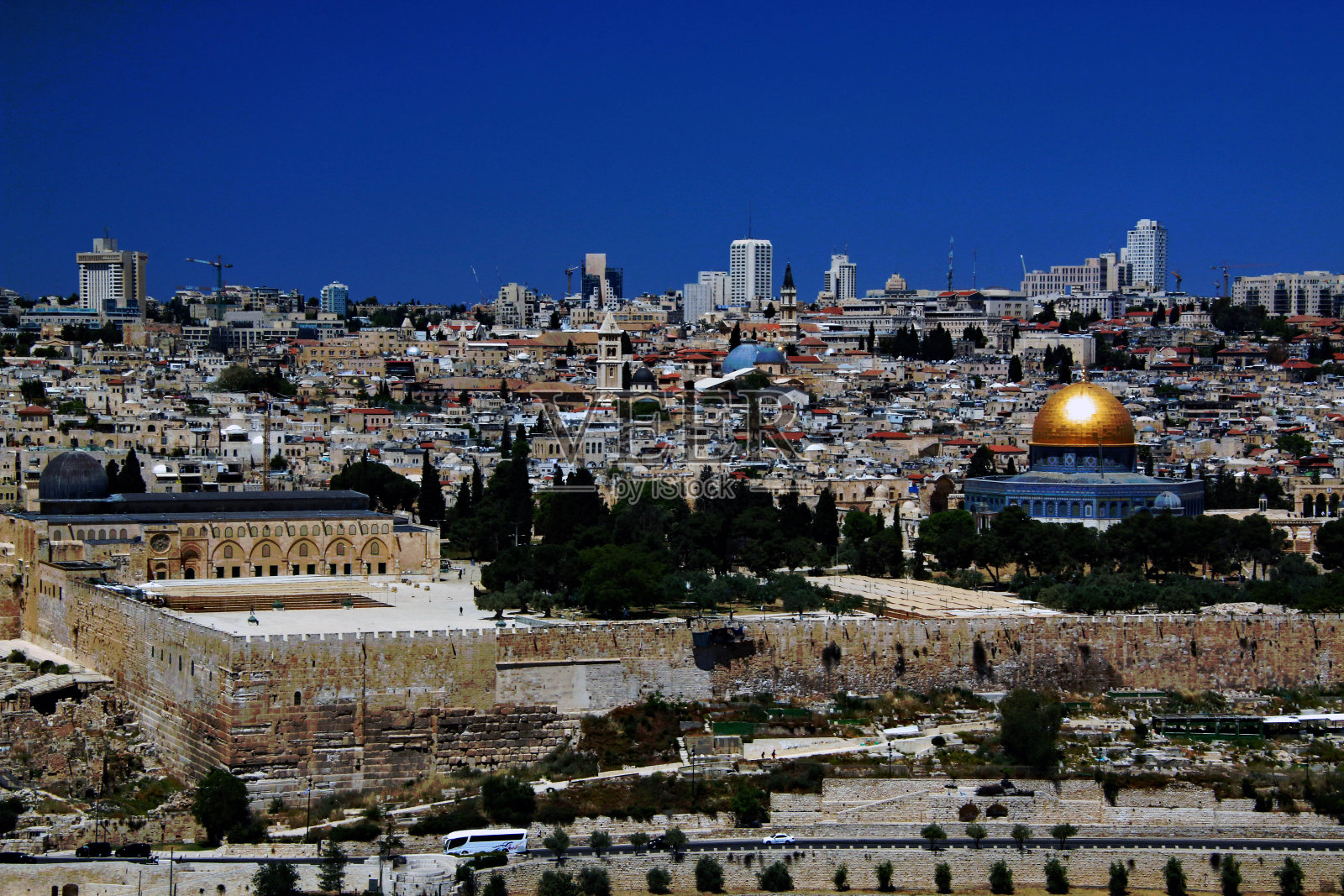 从橄榄山看耶路撒冷照片摄影图片