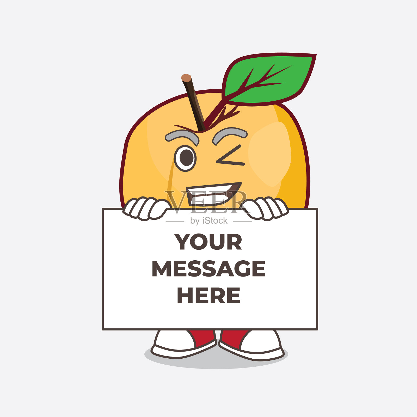 杏卡通吉祥物人物与滑稽的脸图标素材