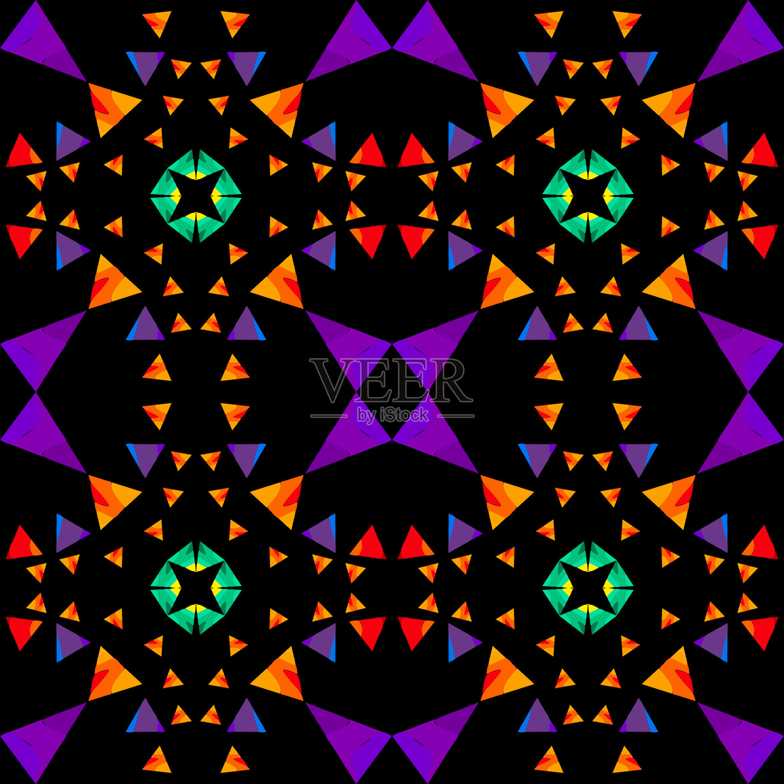 不寻常的复杂装饰，多色三角形插画图片素材