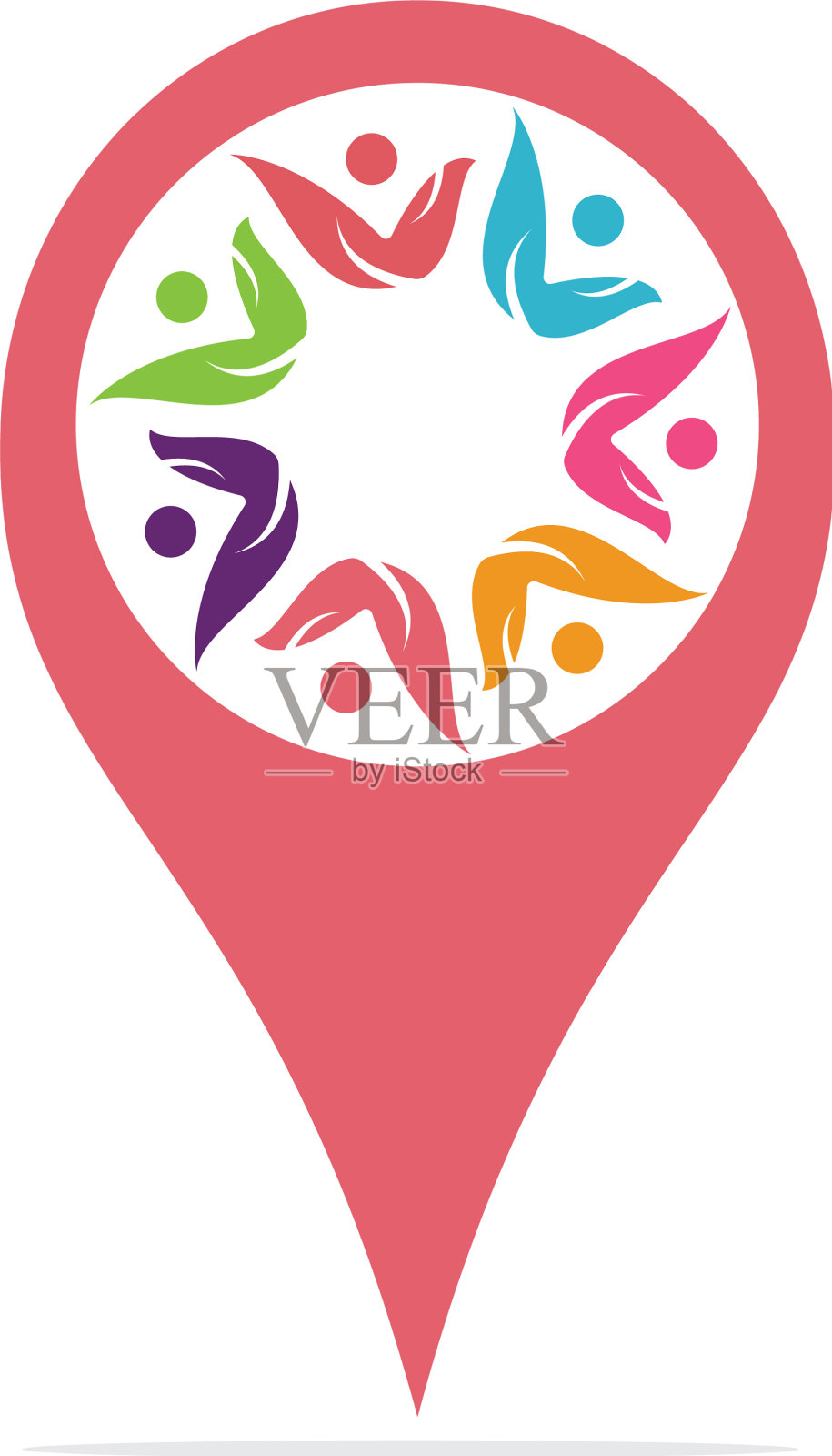 人和地图指针标志设计插画图片素材