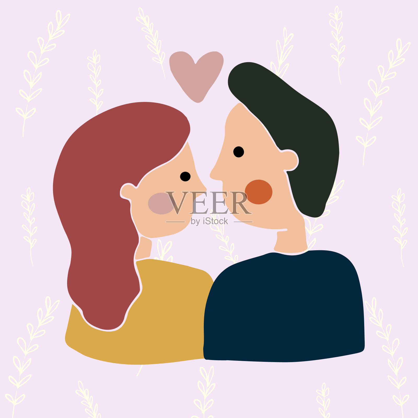 与异性伴侣插图。爱就是爱。时尚插图。插画图片素材