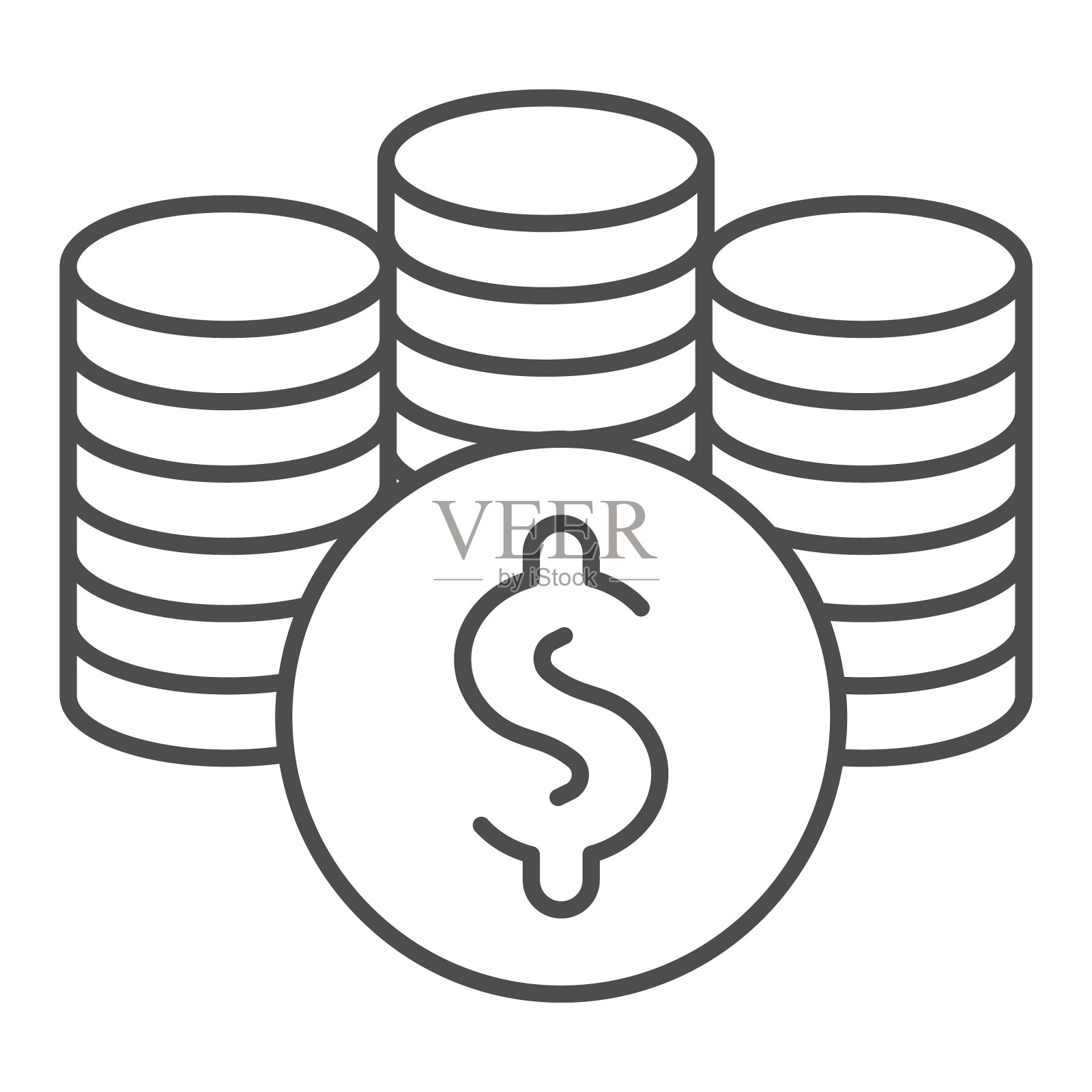 堆叠硬币细线图标三个硬币堆叠插画图片素材