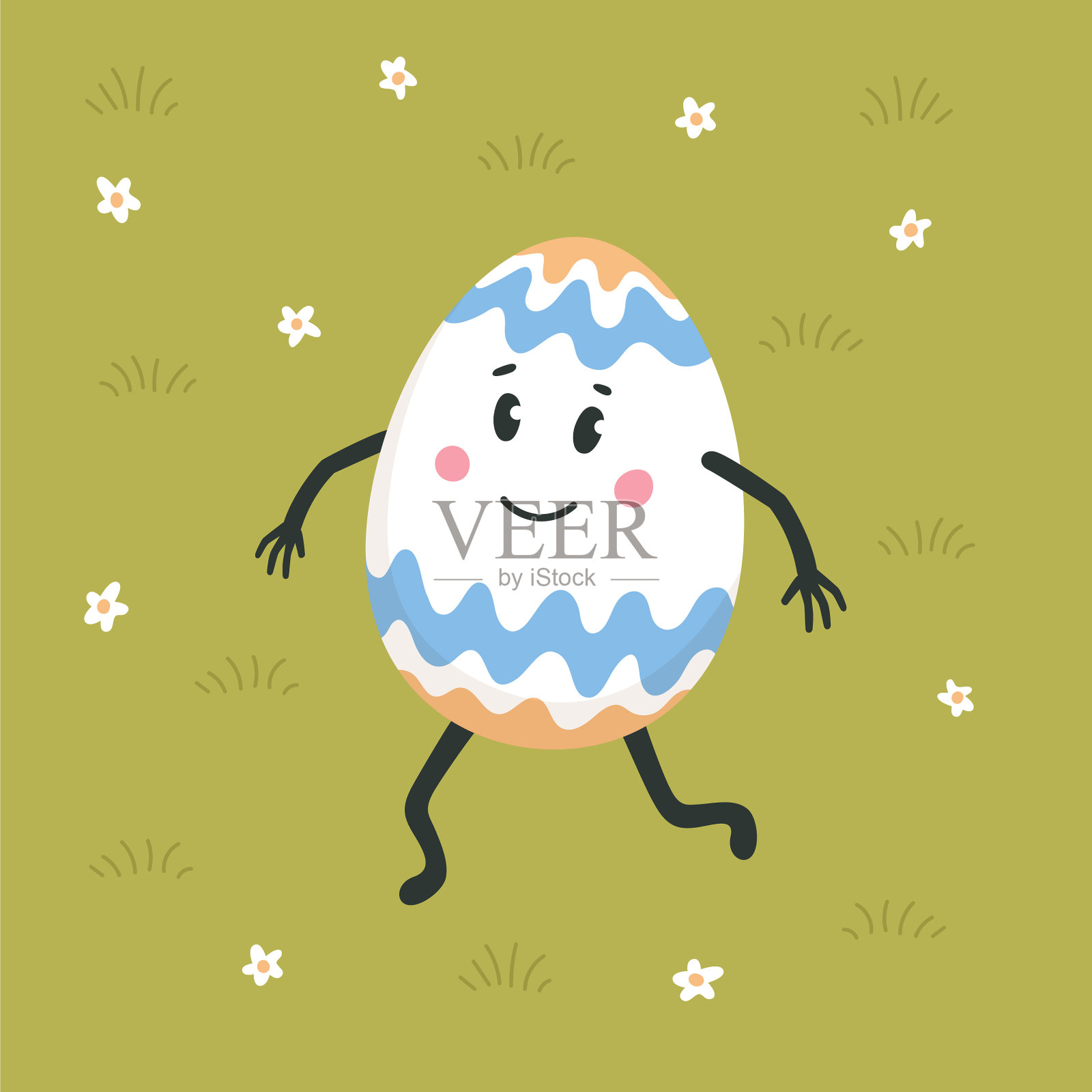 复活节贺卡彩色彩蛋与可爱插画图片素材