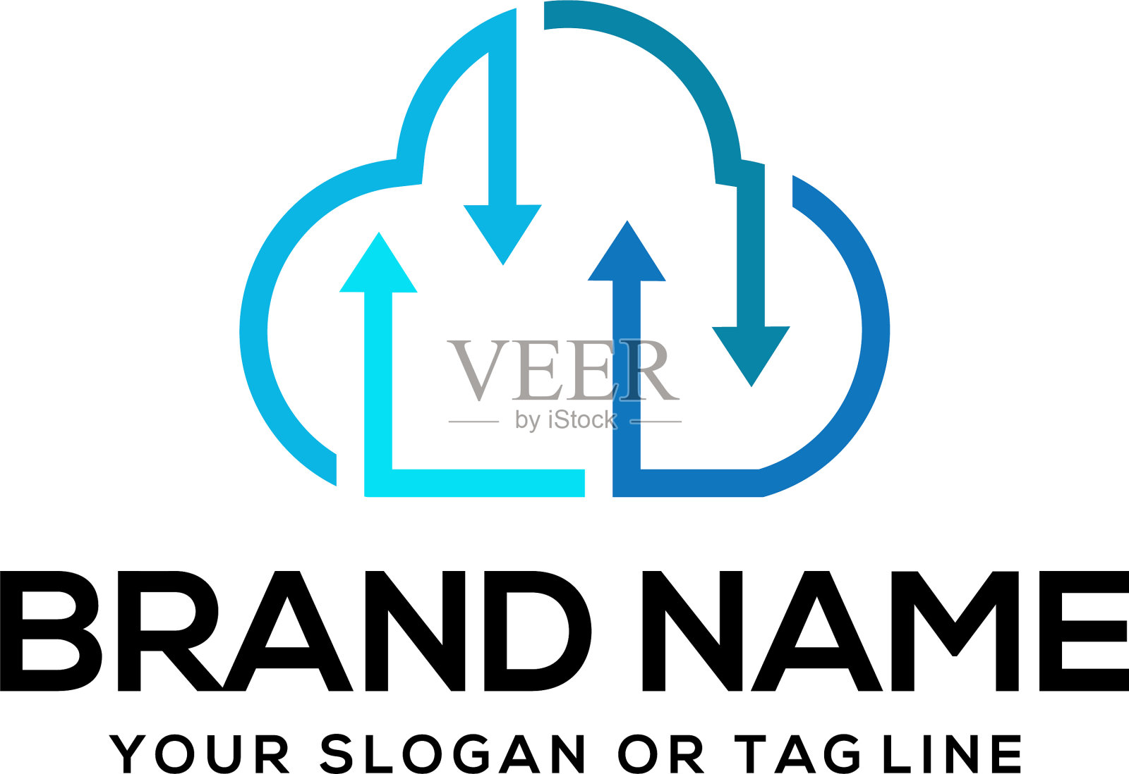 标志设计概念云箭头插画图片素材