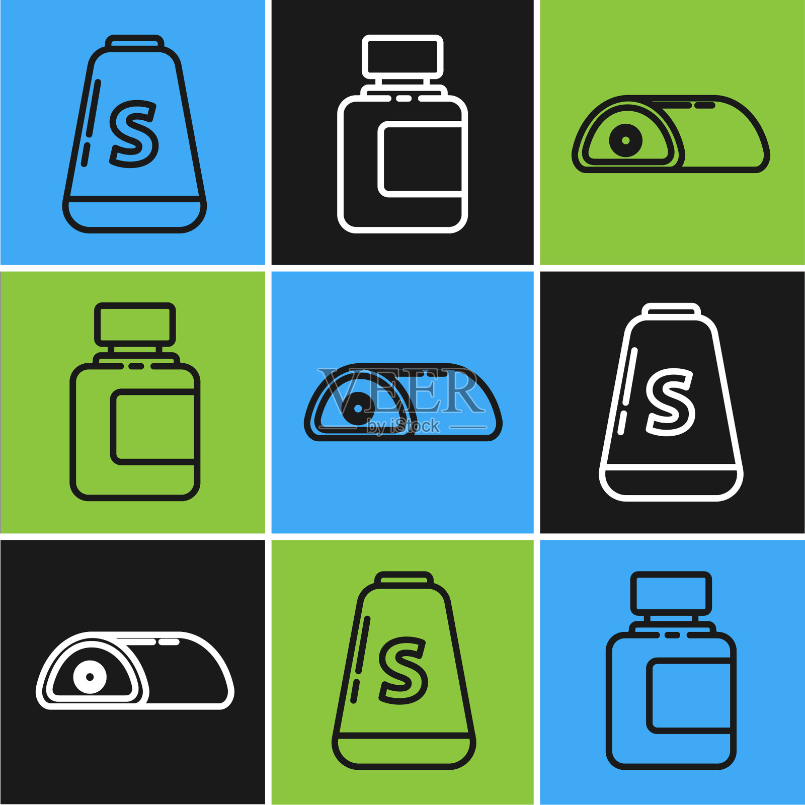 设盐行肉和酱瓶图标插画图片素材