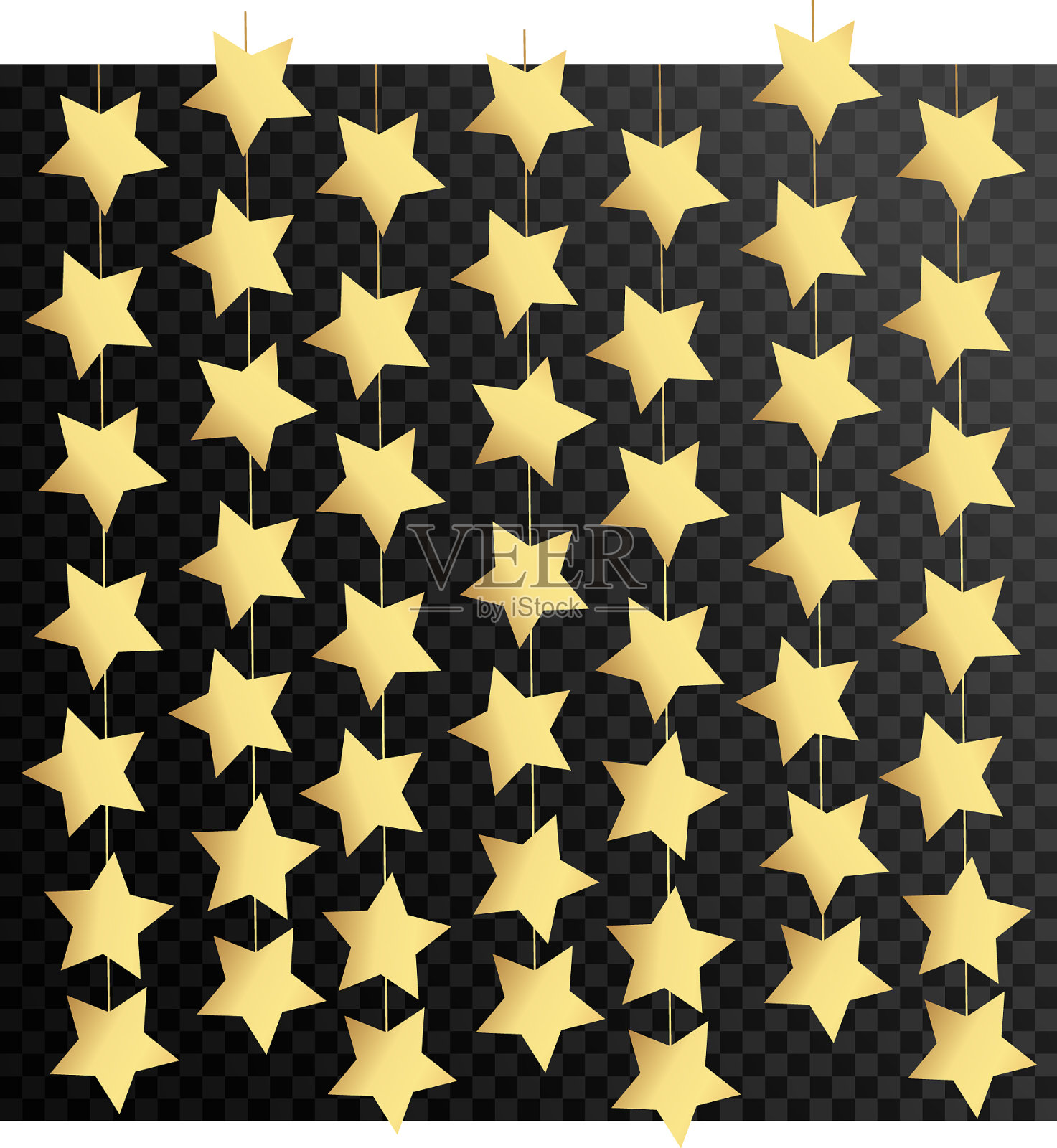 奢华的黑色背景与金色的星星插画图片素材