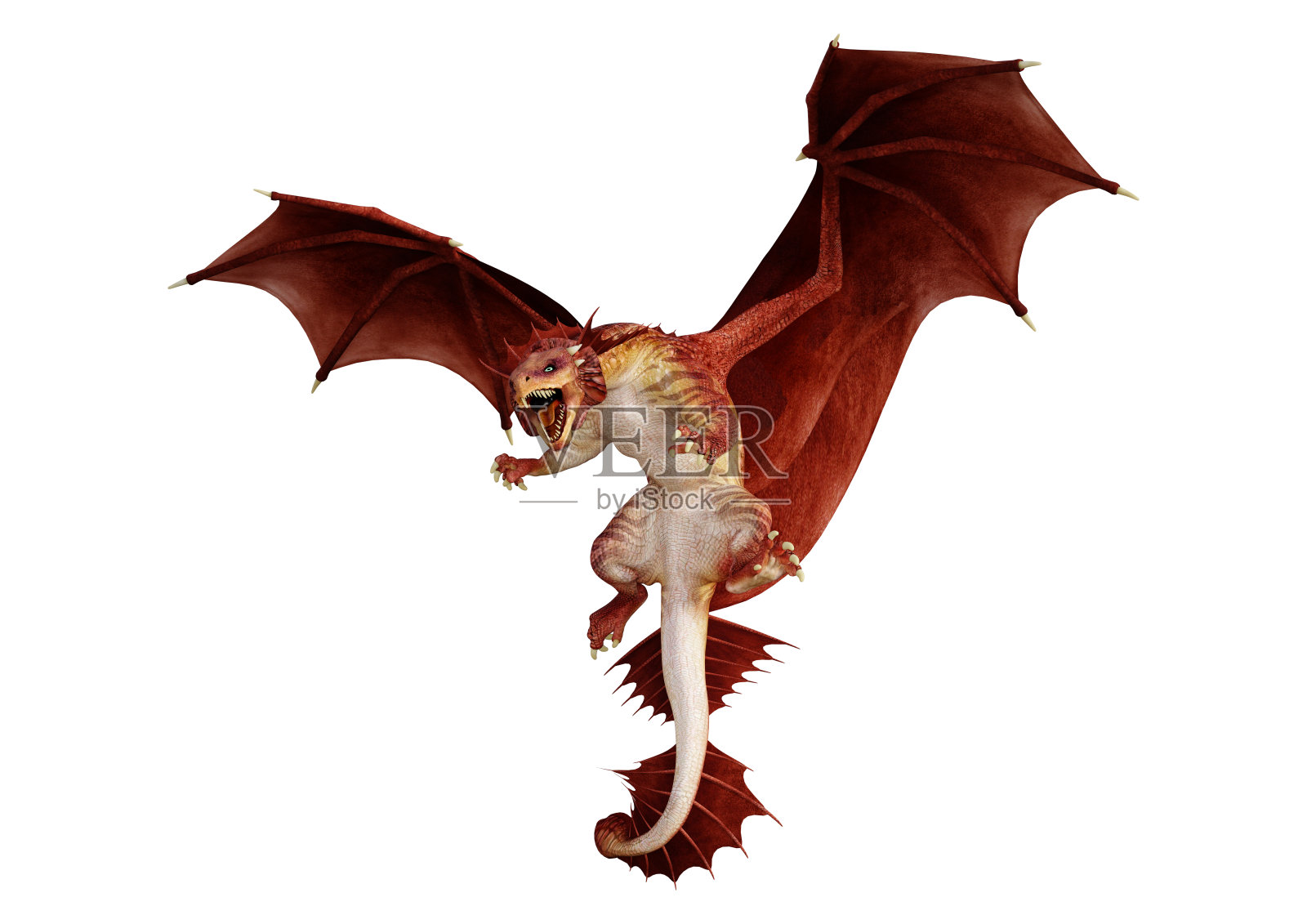 3D插图幻想龙在白色照片摄影图片