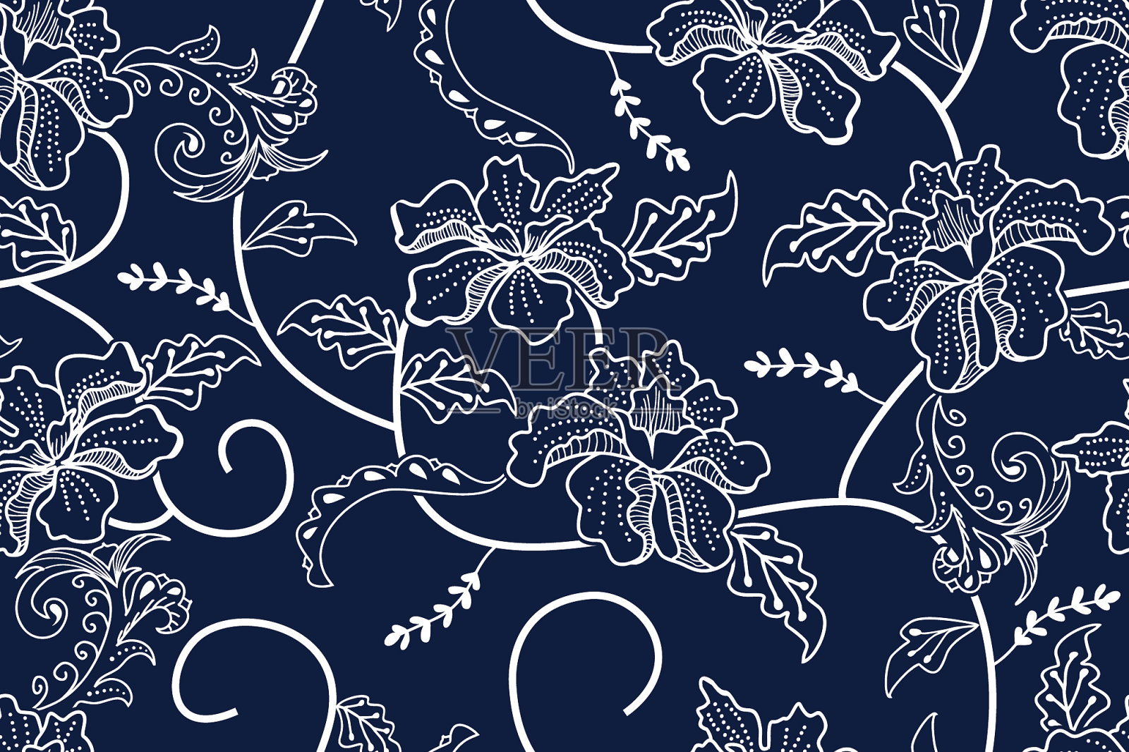 花卉蜡染图案插画图片素材