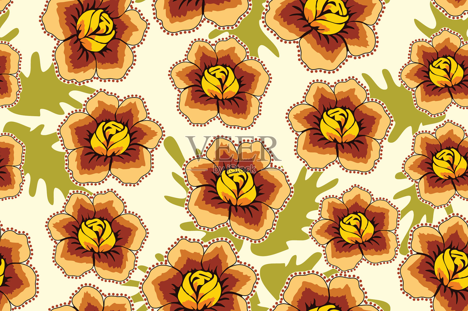 花卉蜡染图案插画图片素材