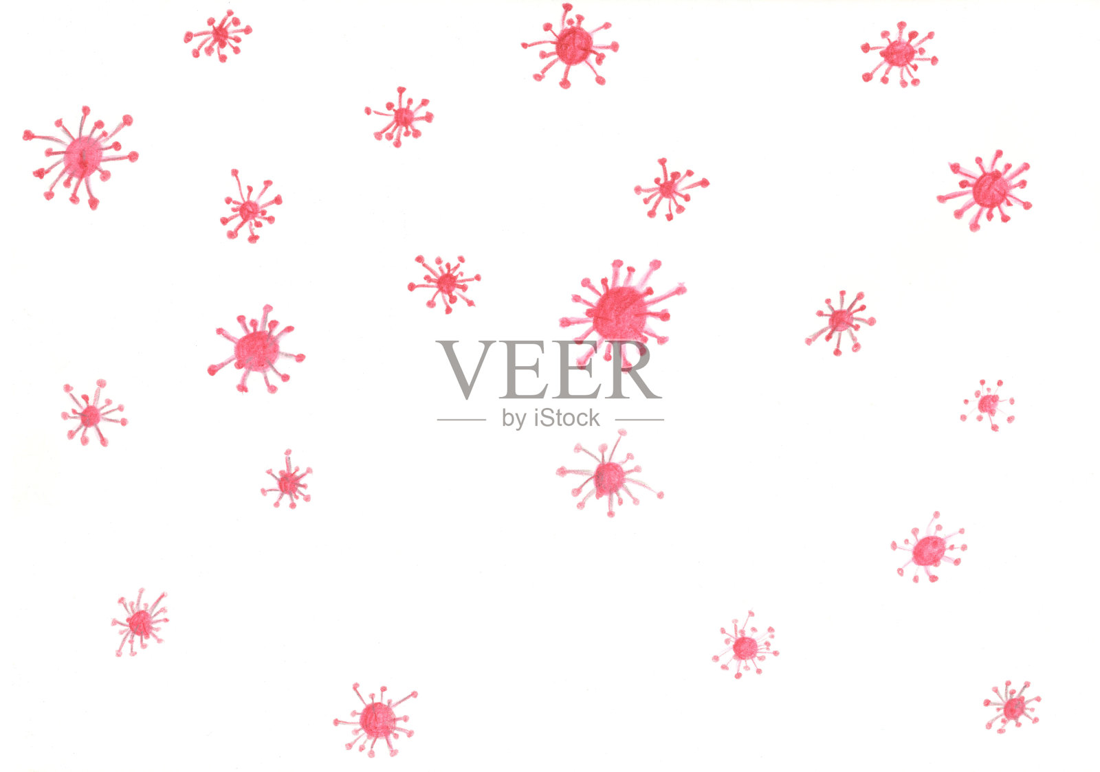 白色背景上的红色结构示意图，看起来像分子或病毒照片摄影图片