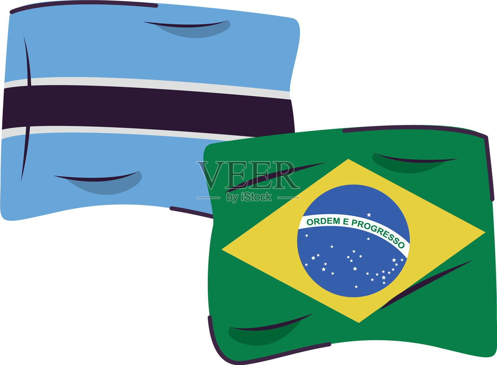 博茨瓦纳和巴西国旗国家孤立的图标插画图片素材