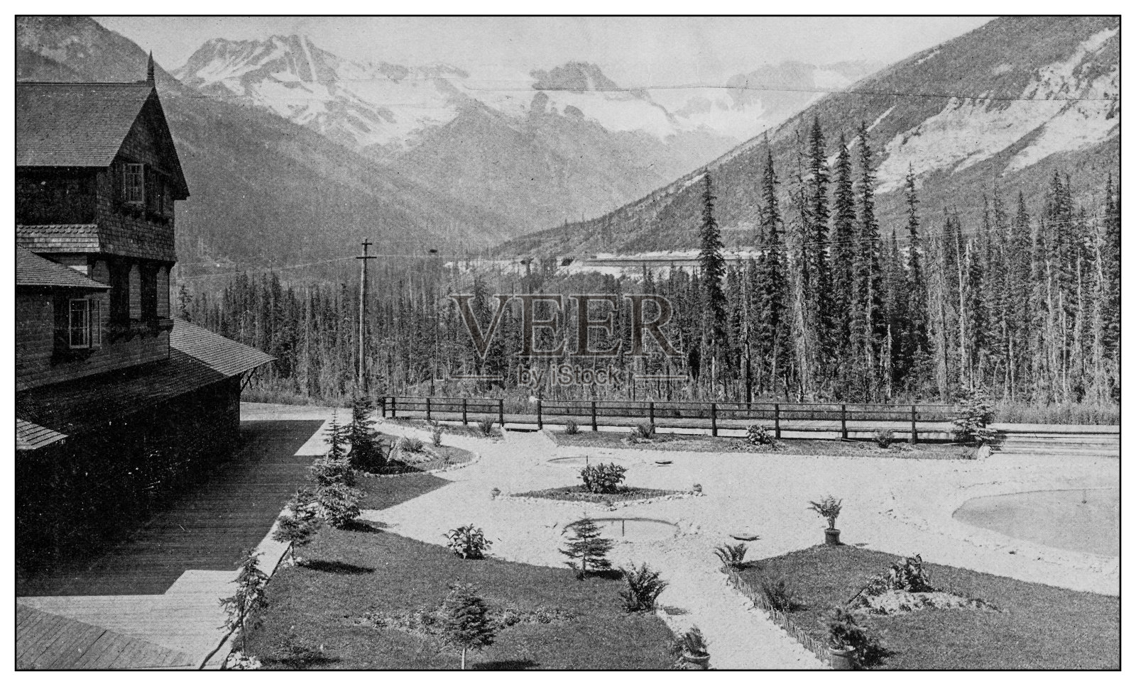 古色古香黑白照片:冰川屋，Illecillewaet照片摄影图片