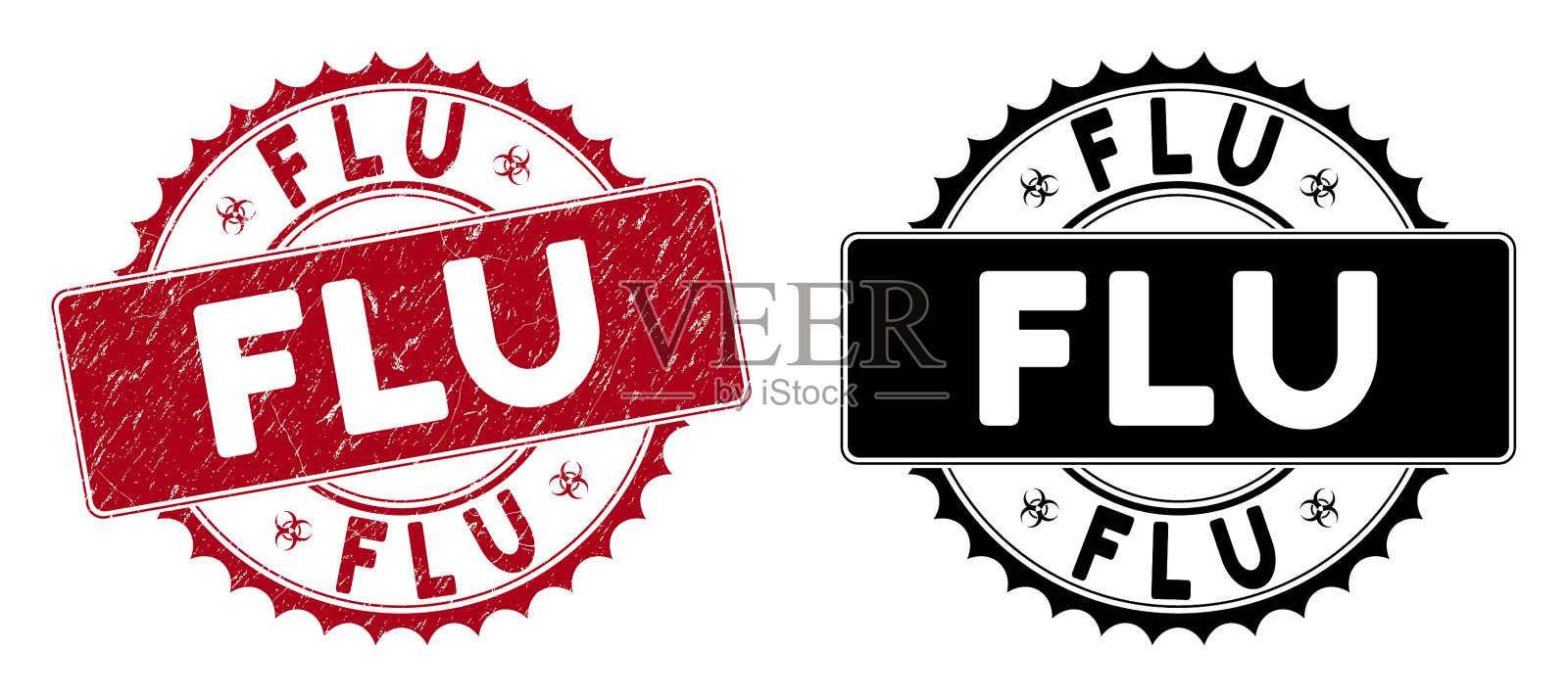 垃圾流感圆形红色邮票印章插画图片素材