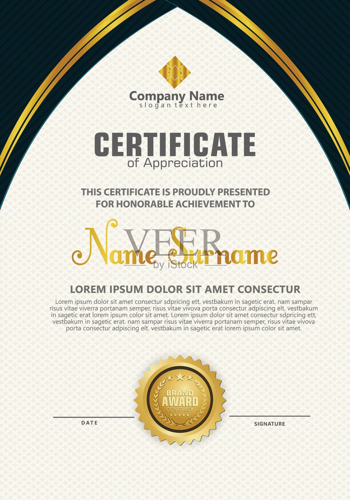 奢华优雅现代纹理图案背景证书模板设计模板素材