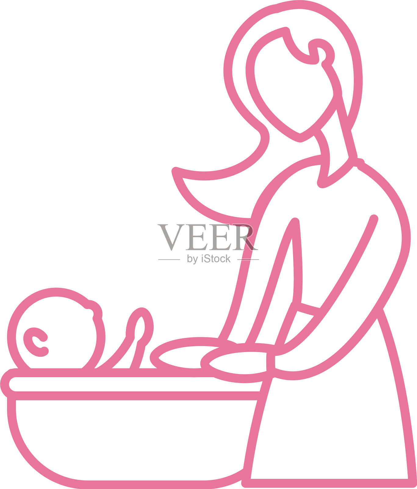 女人与bataking沐浴线风格的图标设计元素图片