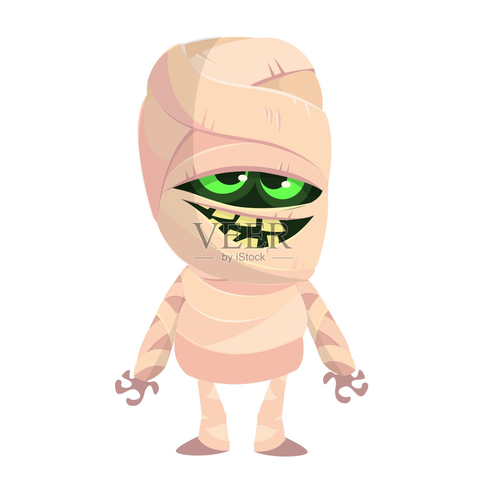 卡通有趣的木乃伊。矢量插图的木乃伊怪物为万圣节隔离。插画图片素材