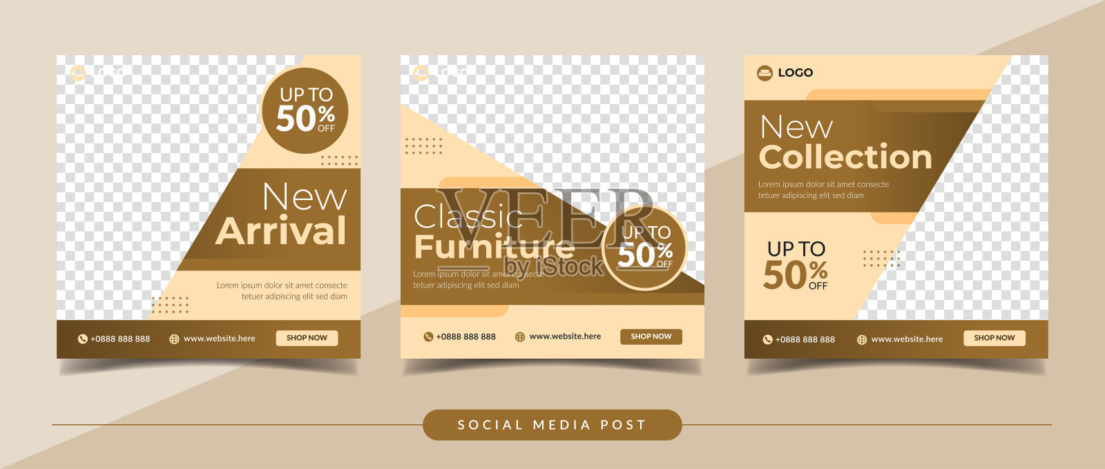 社交媒体发布模板的经典家具销售横幅设计模板素材