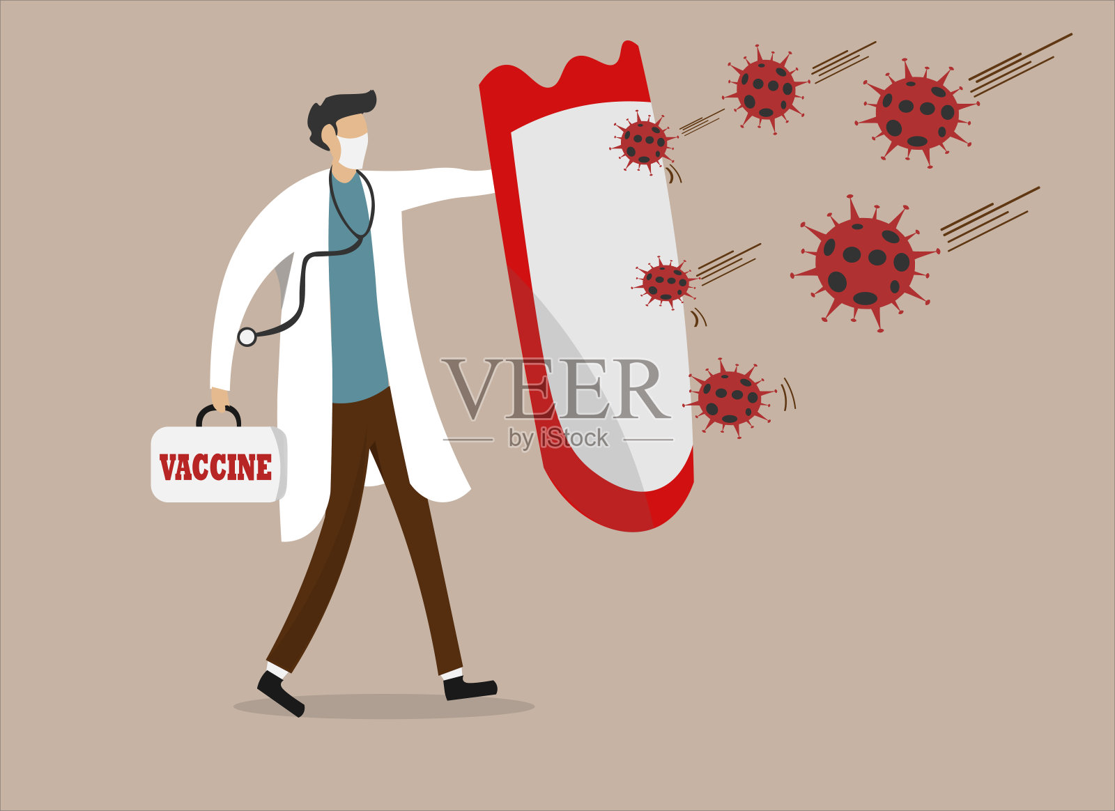 医生和vaccnine插画图片素材