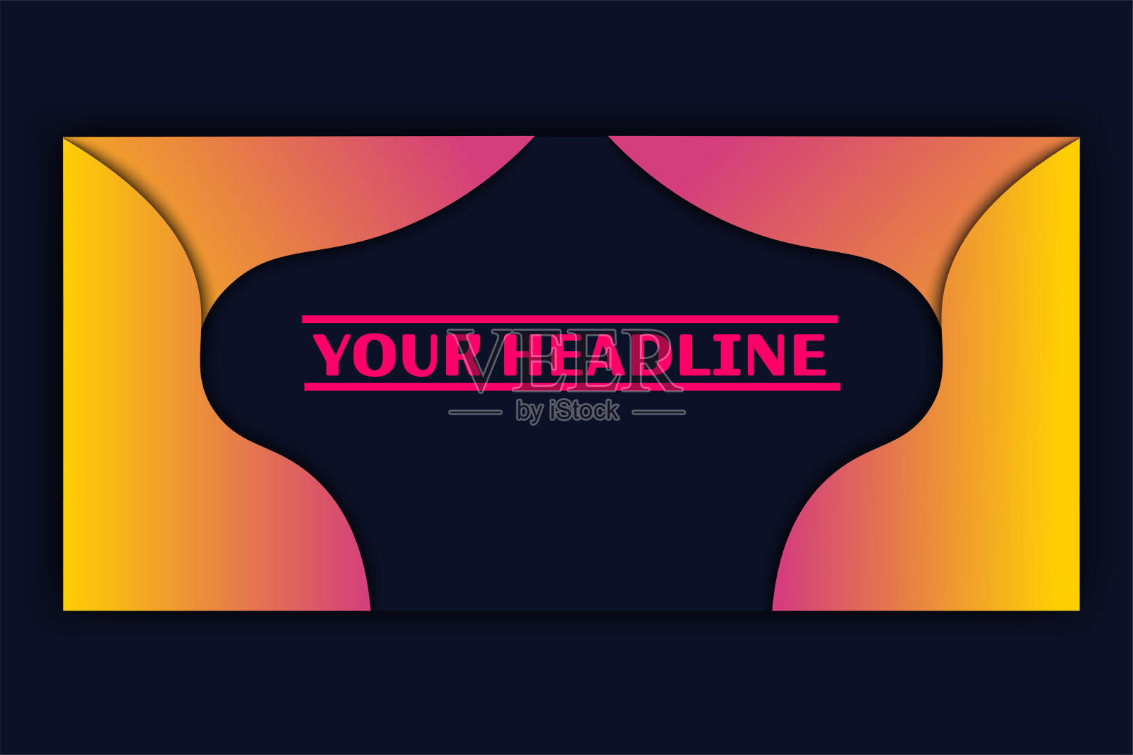 中间有一条暗色、形状不同寻常的题字的横幅。插画图片素材