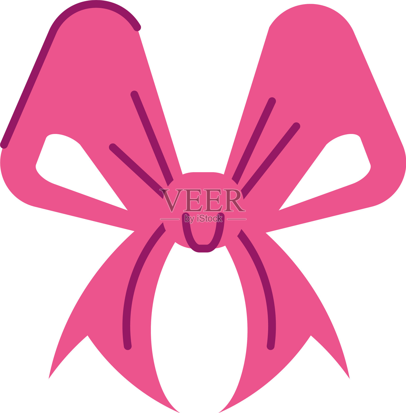 可爱的丝带蝴蝶结半线和颜色风格图标设计元素图片