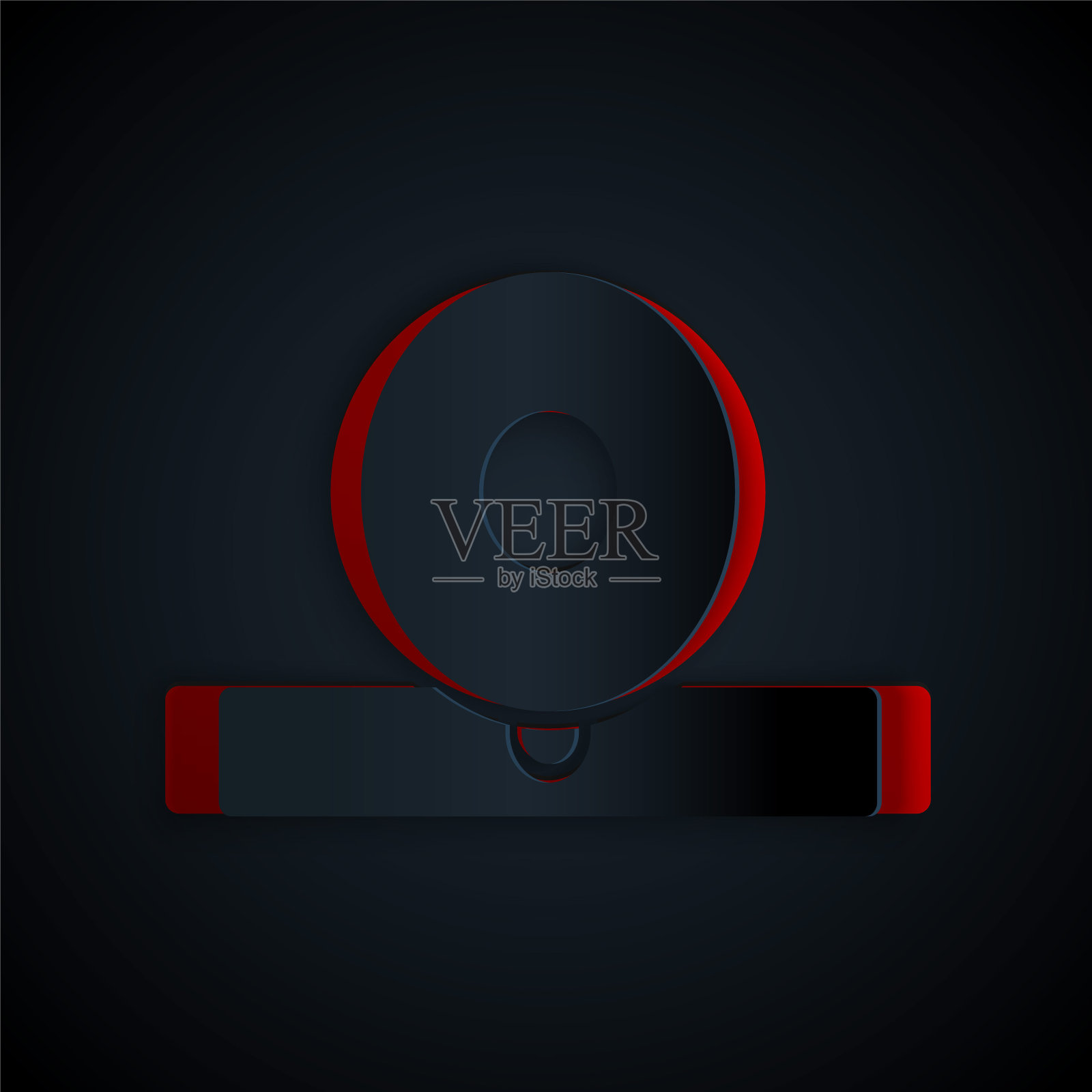 纸切耳鼻咽喉头反射器图标孤立在黑色背景。检查病人耳、喉、鼻的设备。纸艺术风格。矢量图图标素材