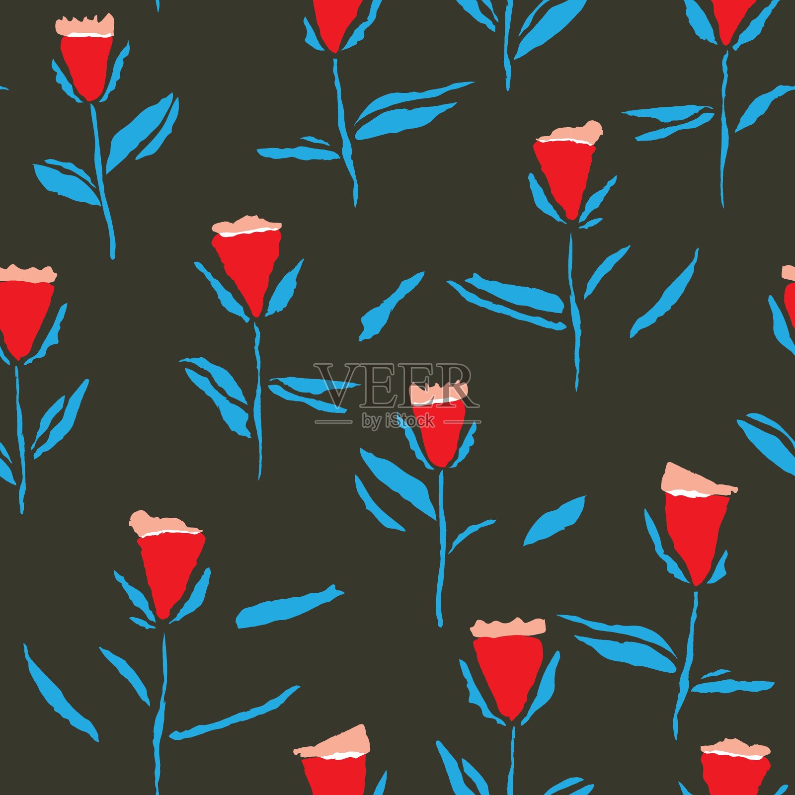 手绘花卉无缝图案插画图片素材