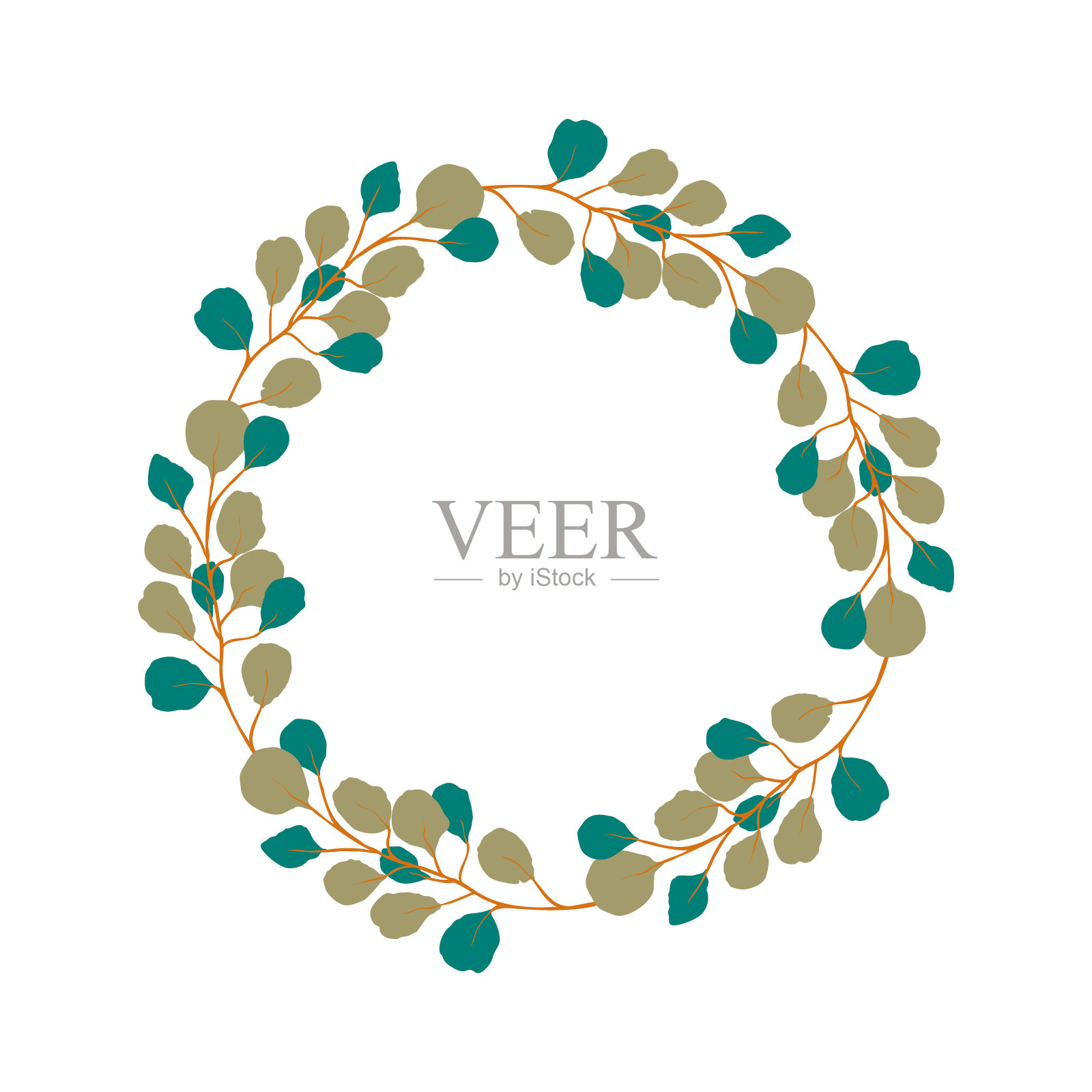 矢量桉树花环用于婚礼请柬等设计。典雅抽象花圈插画图片素材