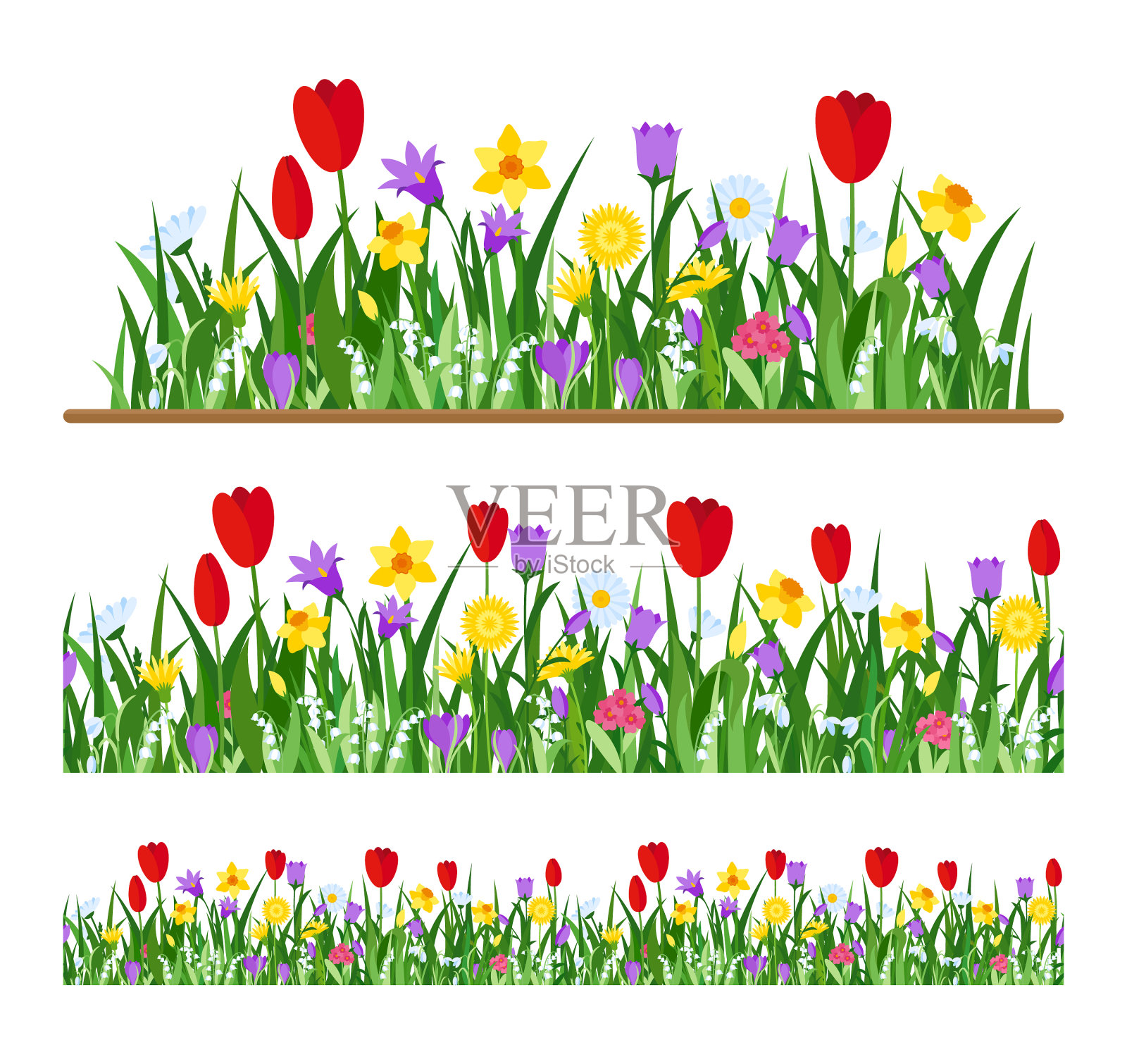 无缝的鲜花边境插画图片素材