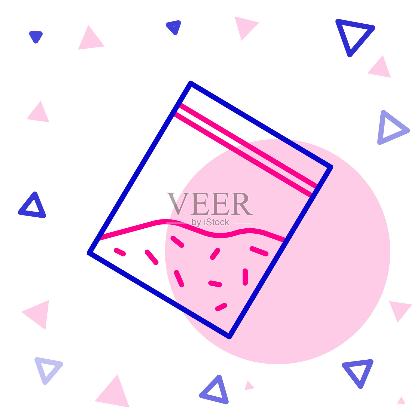 线塑料袋的药品图标隔离在白色的背景。健康危险。色彩斑斓的轮廓的概念。矢量图插画图片素材