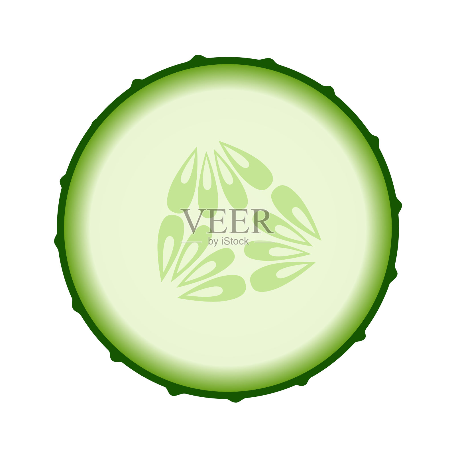 新鲜黄瓜片。矢量股票平面插图孤立在白色背景。蔬菜沙拉或化妆面膜的配料。插画图片素材